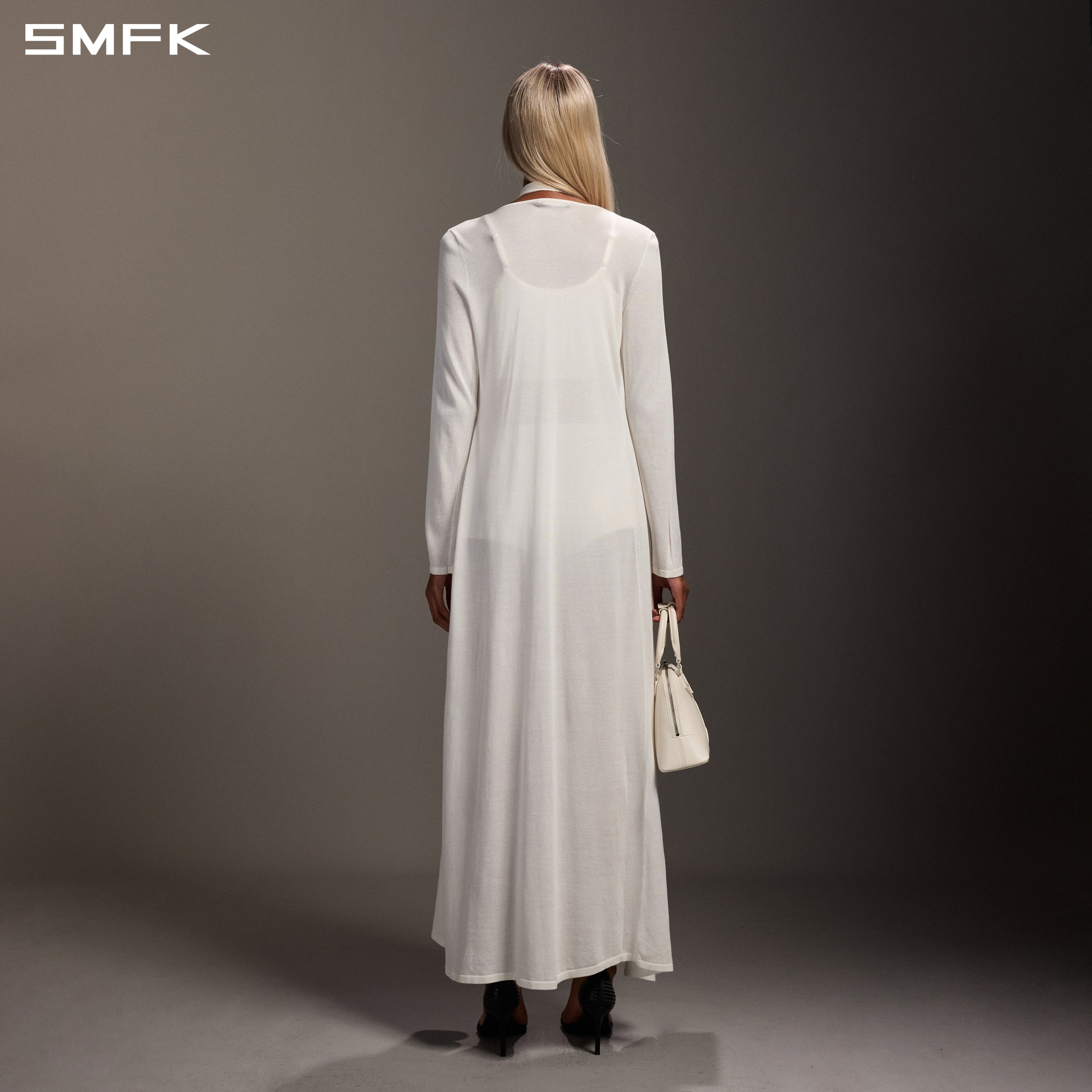 MYTH AEOLUS KNIT CAPE DRESS/ACETATE+COTTON CLOUD WHITE