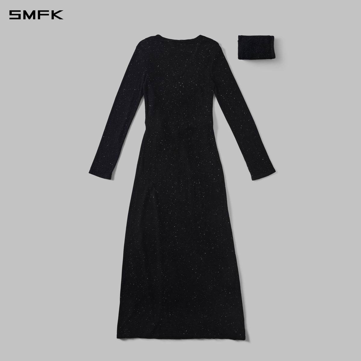 MYTH AEOLUS ONE-PIECE KNIT EVENING DRESS/STARRY VELVET GALAXY BLACK