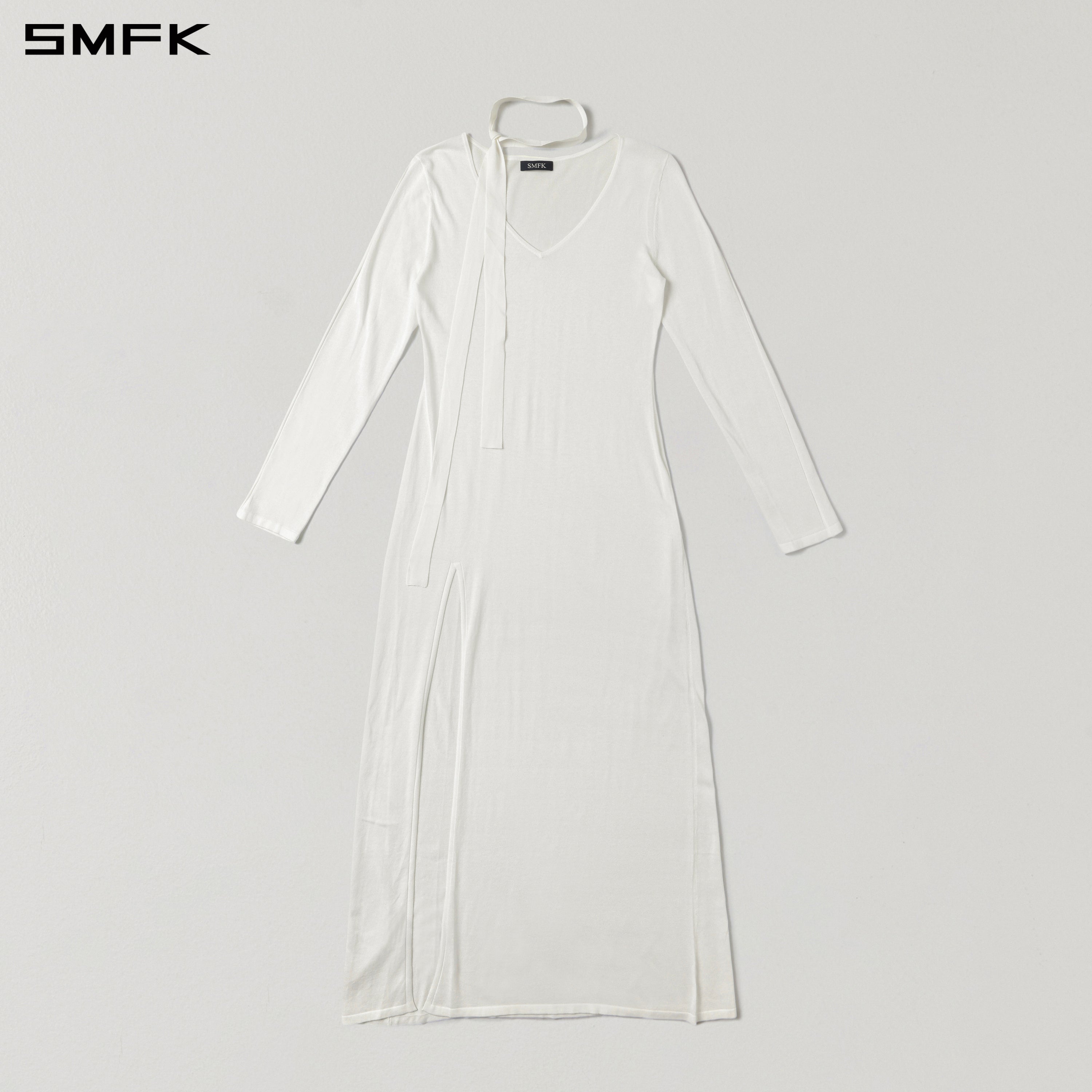 MYTH AEOLUS ONE-PIECE KNIT EVENING DRESS/ACETATE+COTTON CLOUD WHITE