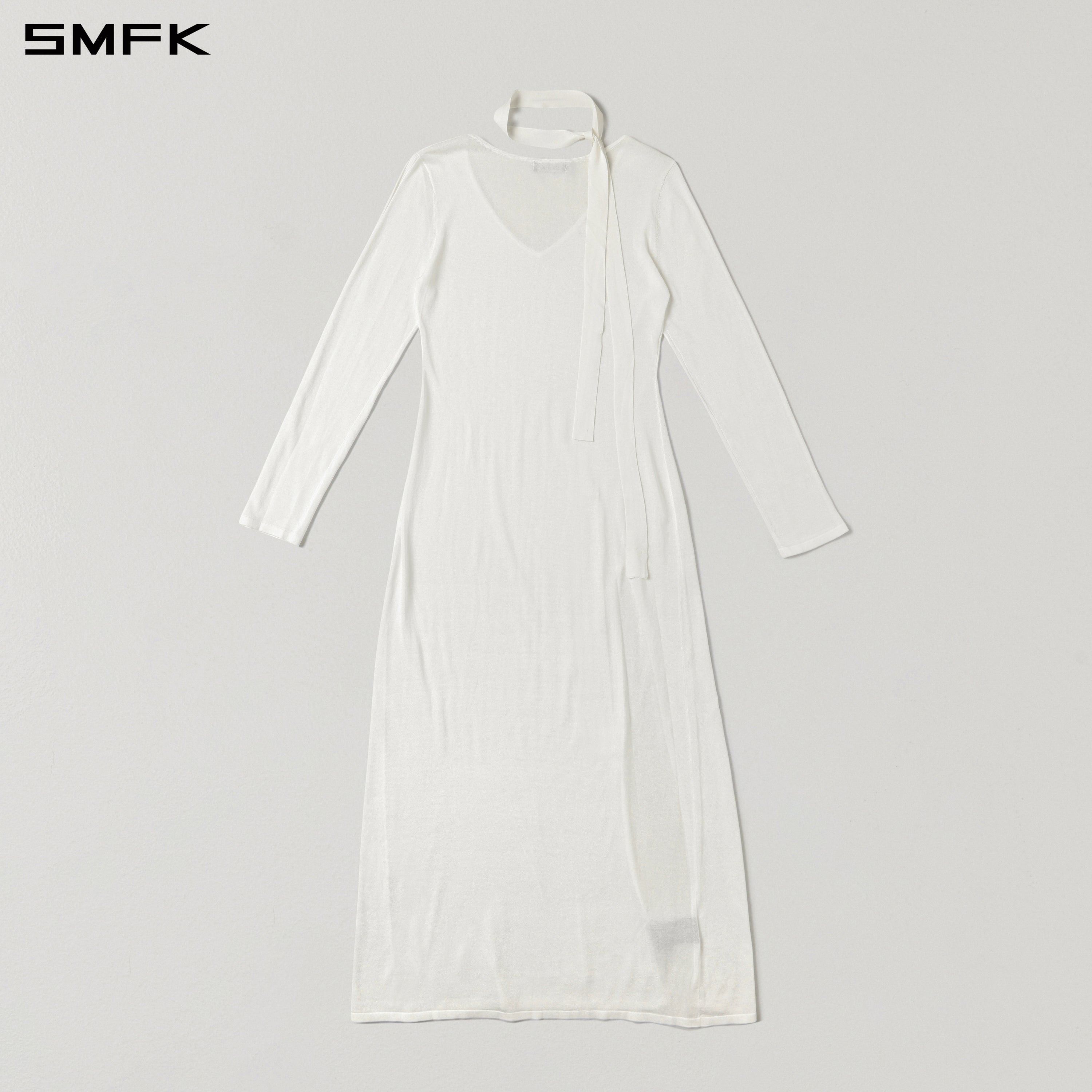 MYTH AEOLUS ONE-PIECE KNIT EVENING DRESS/ACETATE+COTTON CLOUD WHITE