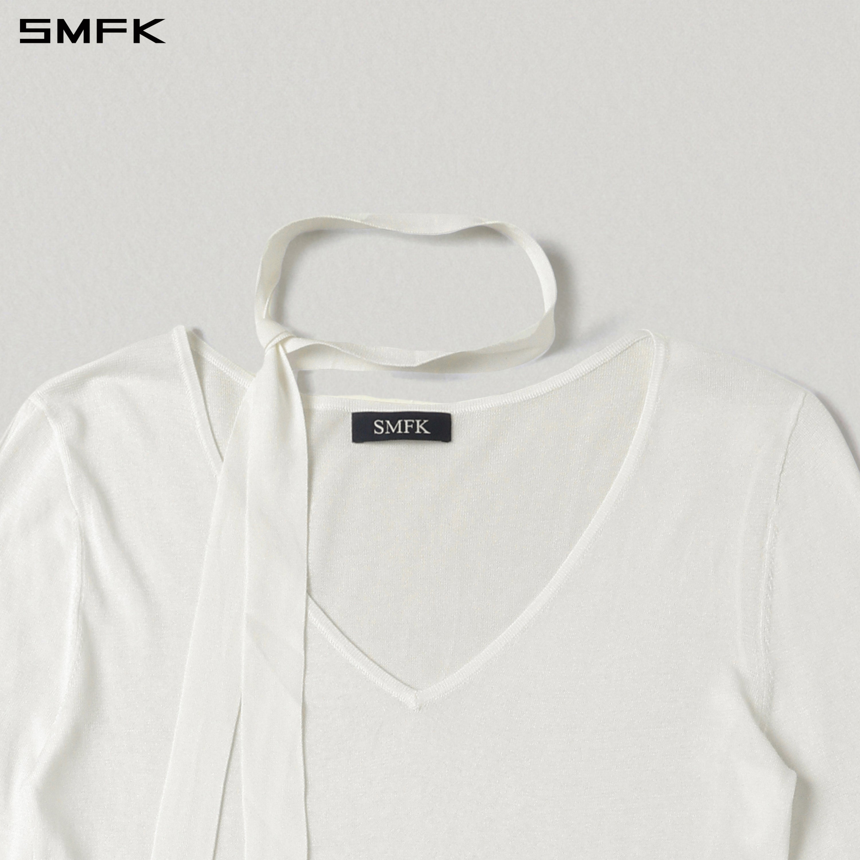 MYTH AEOLUS ONE-PIECE KNIT EVENING DRESS/ACETATE+COTTON CLOUD WHITE