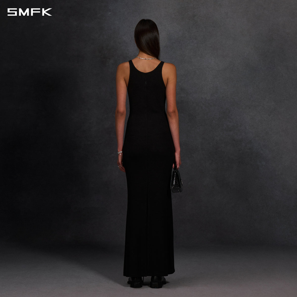MYTH AEOLUS PHANTOM VEST EVENING DRESS/ACETATE+VISCOSE+ACRYLIC+SPANDEX+WOOL MIDNIGHT BLACK
