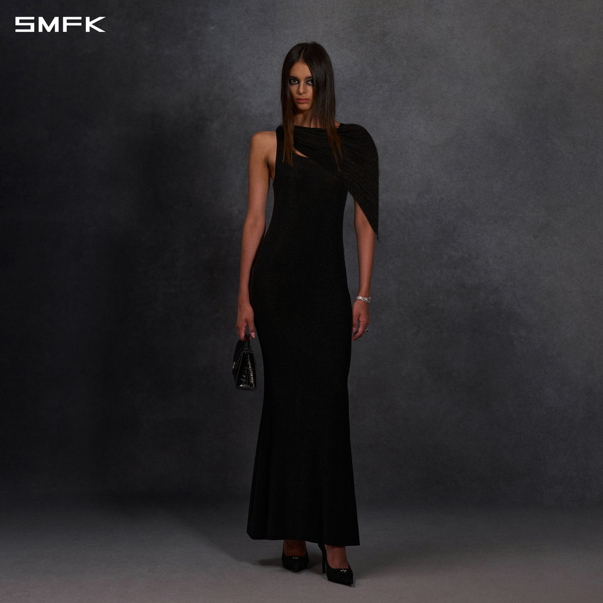 MYTH AEOLUS PHANTOM VEST EVENING DRESS/POLYAMIDE + POLYESTER FILM FIBER STARLIGHT BLACK