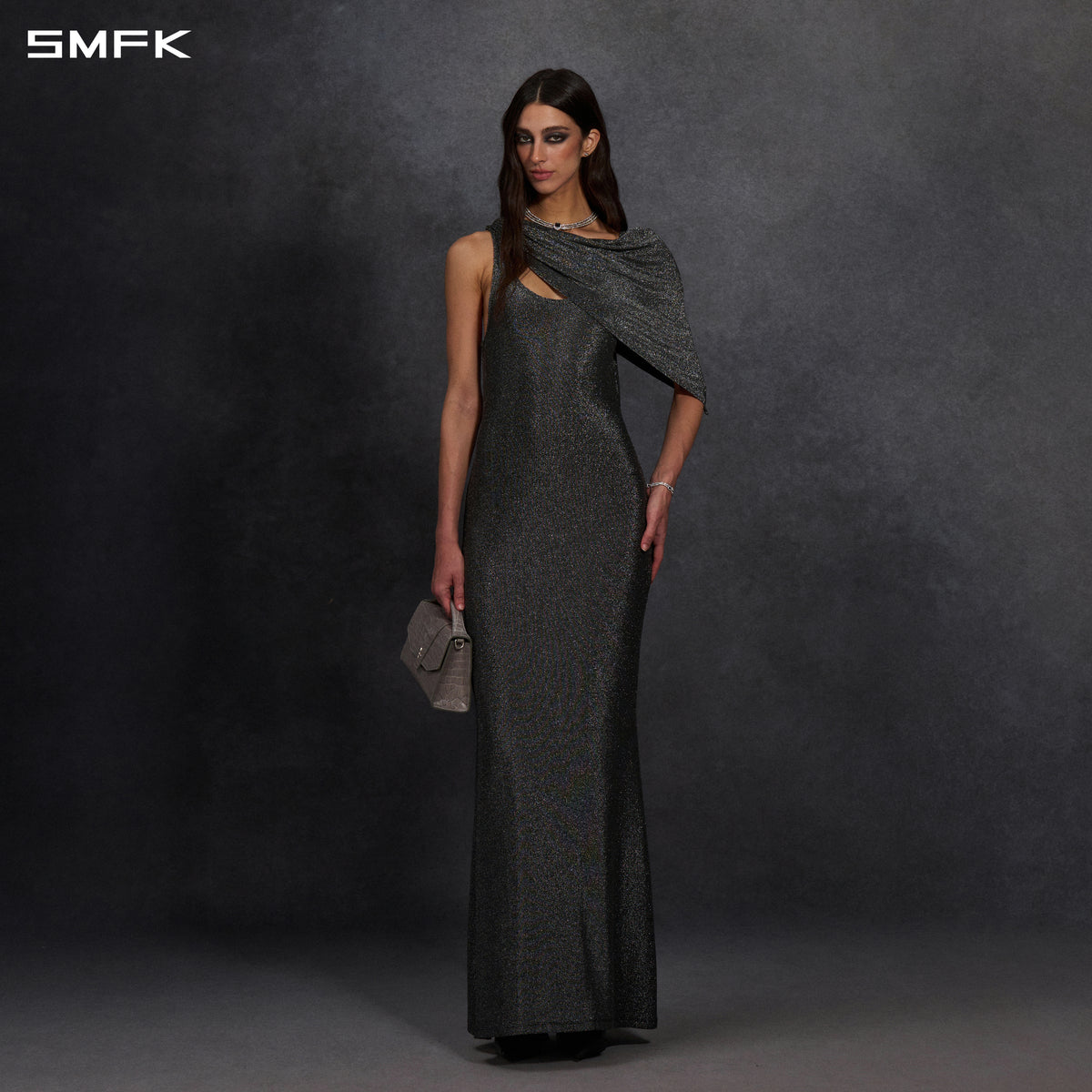 MYTH AEOLUS PHANTOM VEST EVENING DRESS/POLYAMIDE + POLYESTER FILM FIBER STARLIGHT SILVER