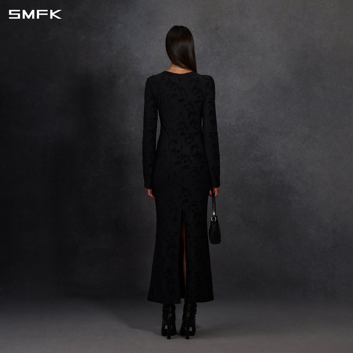 MYTH AEOLUS PHANTOM EVENING DRESS/MODAL+WOOL BLACK MAGNOLIA
