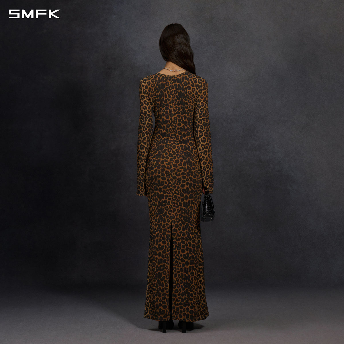 MYTH AEOLUS PHANTOM EVENING DRESS/ACETATE LEOPARD PRINT