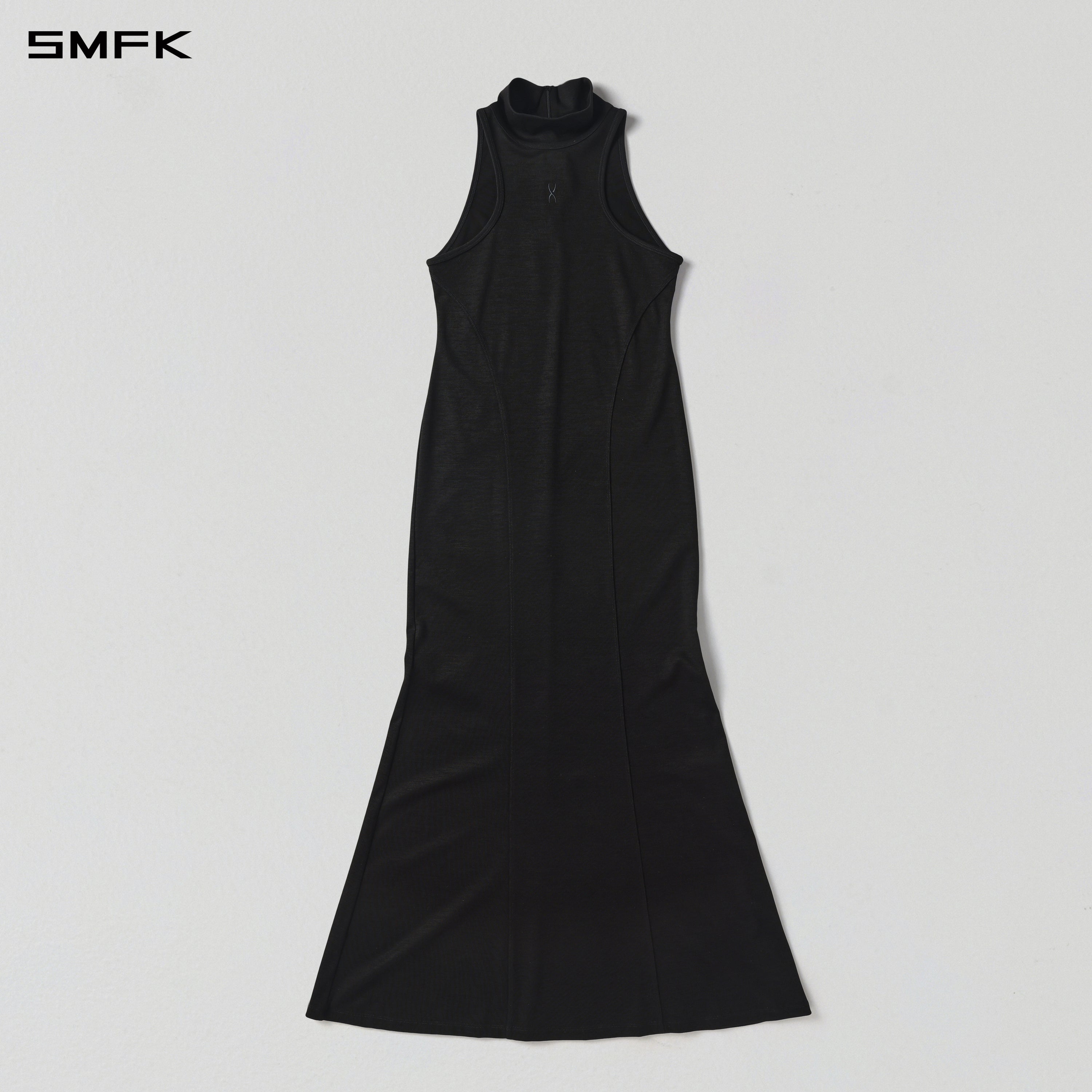 MYTH AEOLUS HIGH COLLAR EVENING VEST DRESS/COTTON + POLYESTER COMPOSITE ELASTIC FIBER + LYOCELL MIDNIGHT BLACK