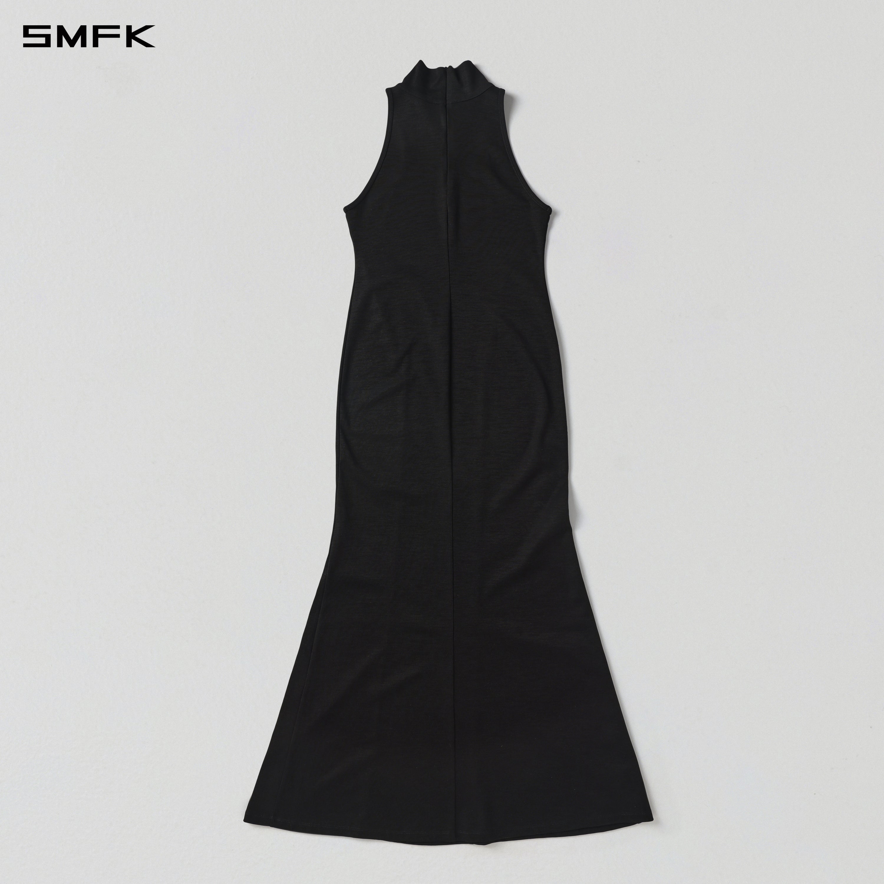 MYTH AEOLUS HIGH COLLAR EVENING VEST DRESS/COTTON + POLYESTER COMPOSITE ELASTIC FIBER + LYOCELL MIDNIGHT BLACK