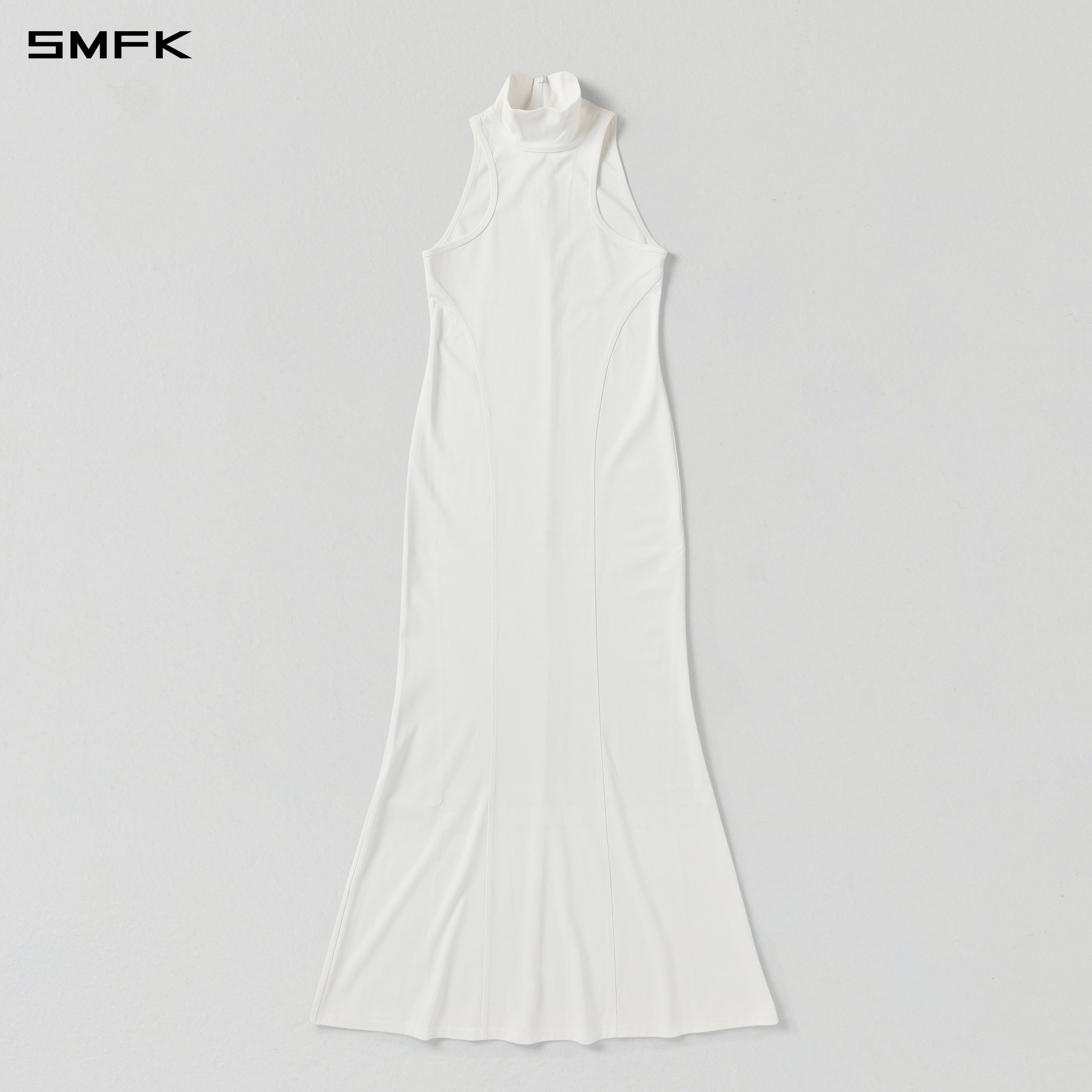 MYTH AEOLUS HIGH COLLAR EVENING VEST DRESS/COTTON + POLYESTER COMPOSITE ELASTIC FIBER + LYOCELL CLOUD WHITE