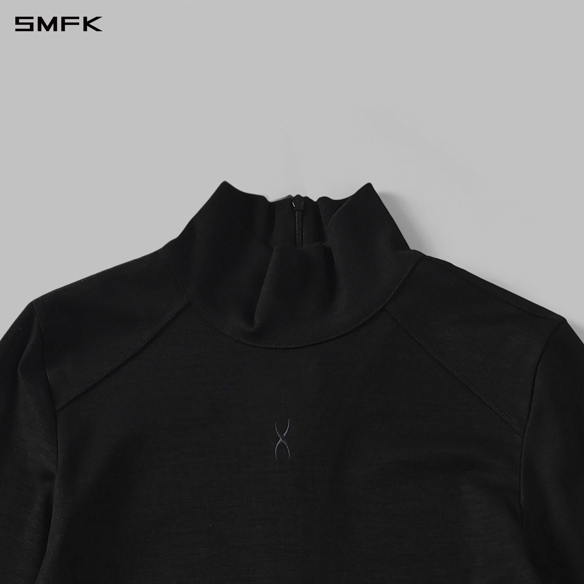 MYTH AEOLUS HIGH COLLAR EVENING DRESS/LENZING TENCEL+COTTON MIDNIGHT BLACK