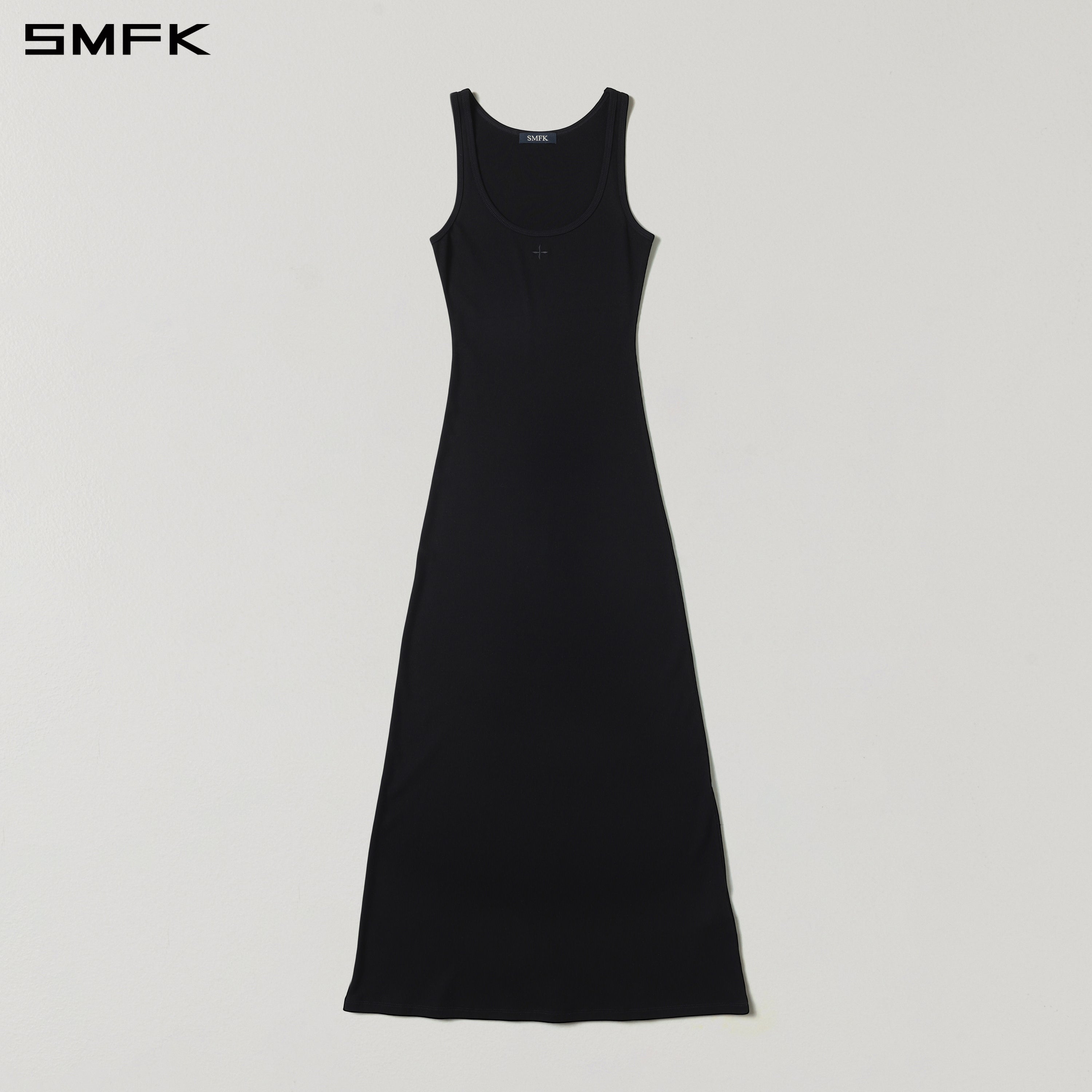 VINTAGE NOMADIC SILK TANK LONG DRESS/SILK+COTTON WILD BLACK