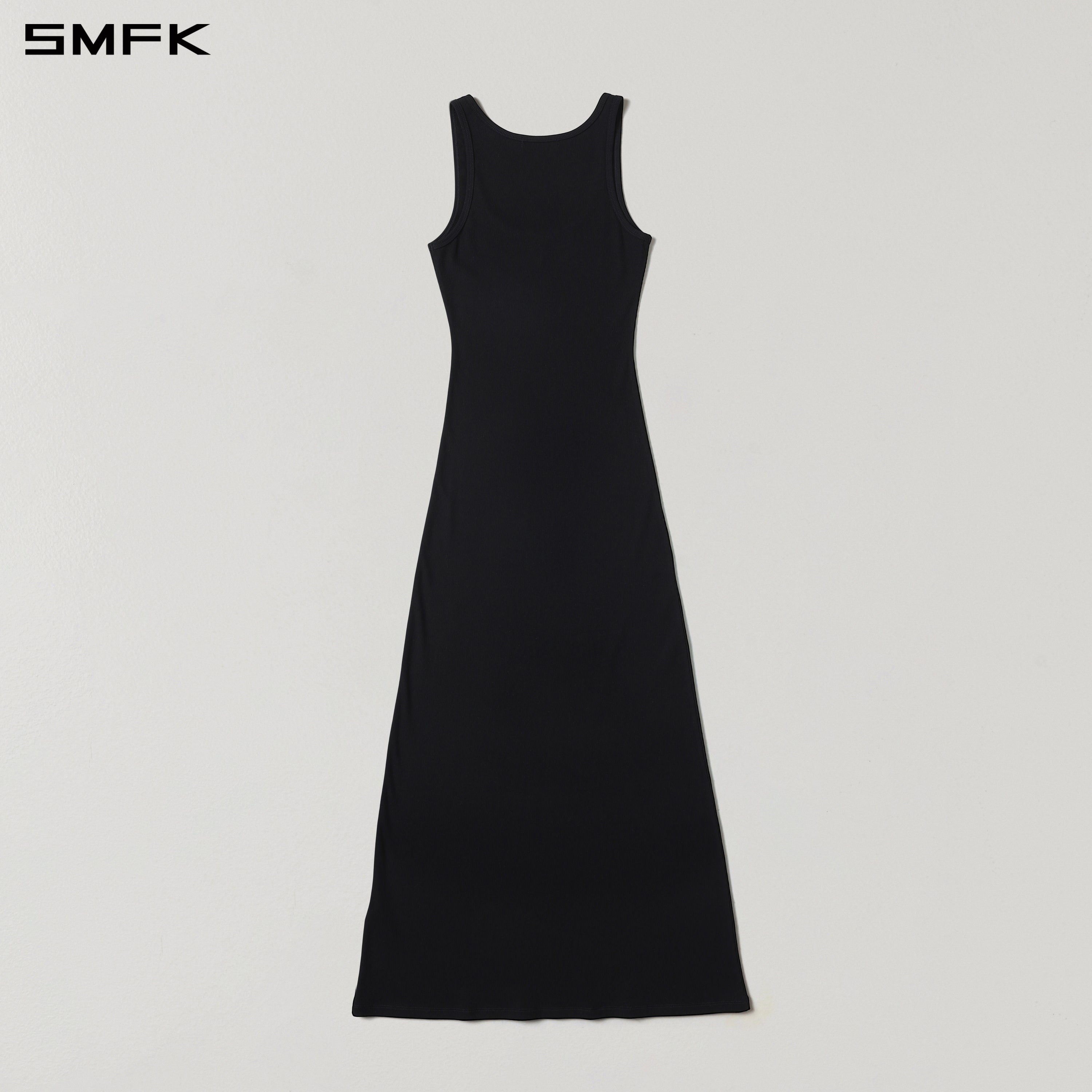 VINTAGE NOMADIC SILK TANK LONG DRESS/SILK+COTTON WILD BLACK