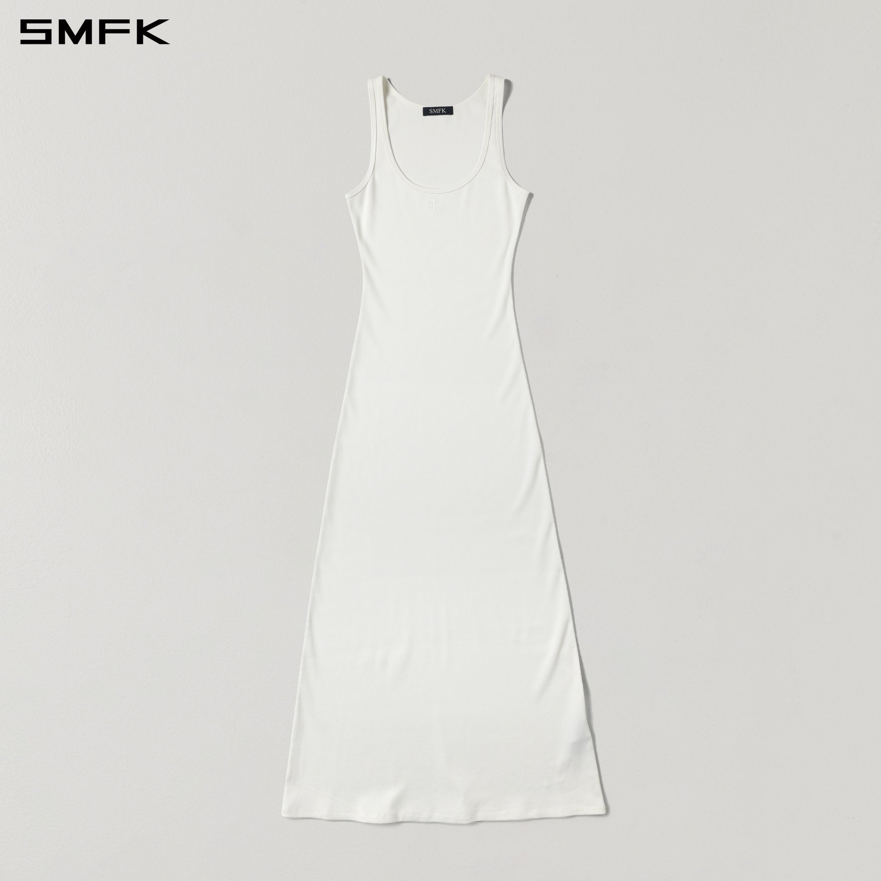 VINTAGE NOMADIC SILK TANK LONG DRESS/SILK+COTTON CLOUD WHITE