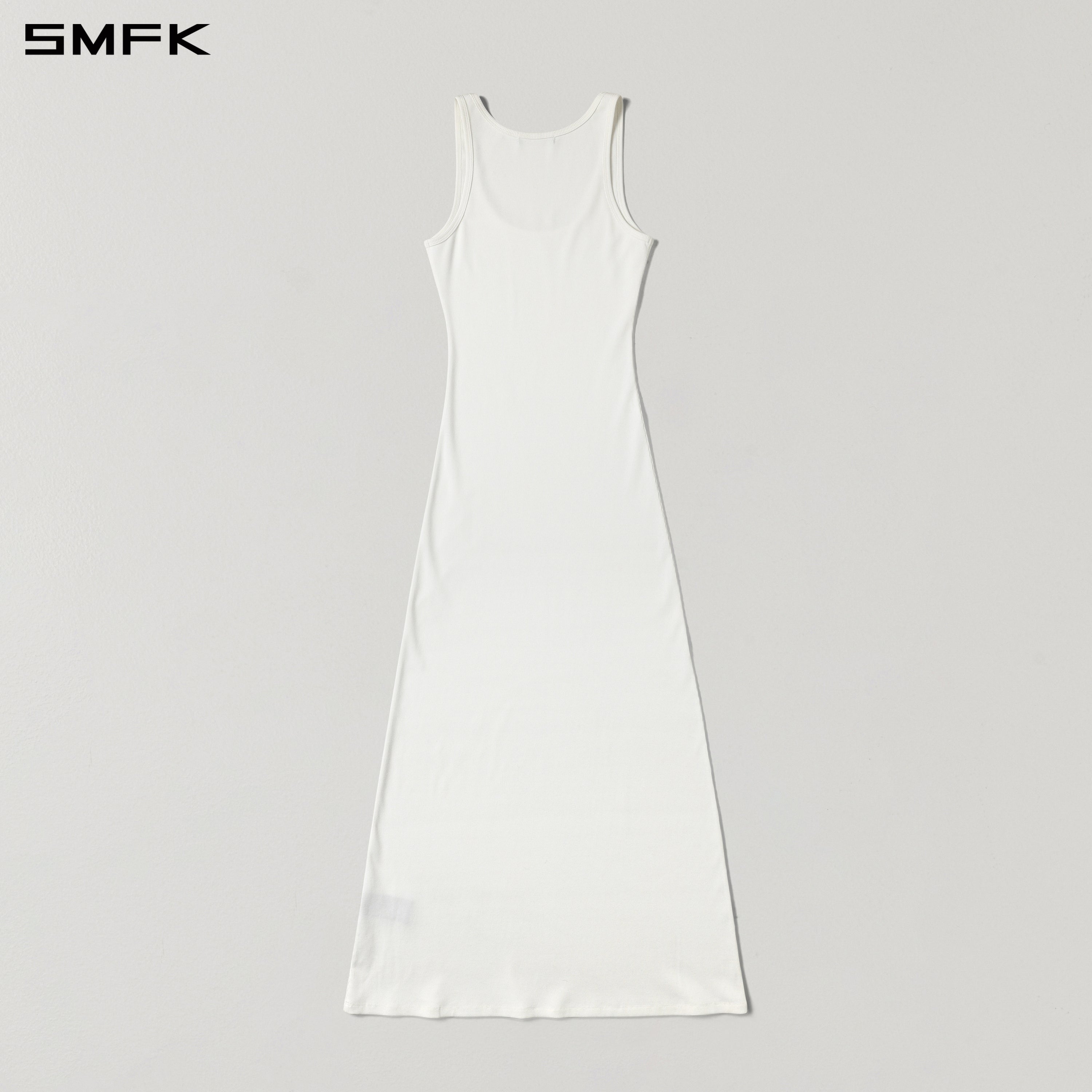 VINTAGE NOMADIC SILK TANK LONG DRESS/SILK+COTTON CLOUD WHITE