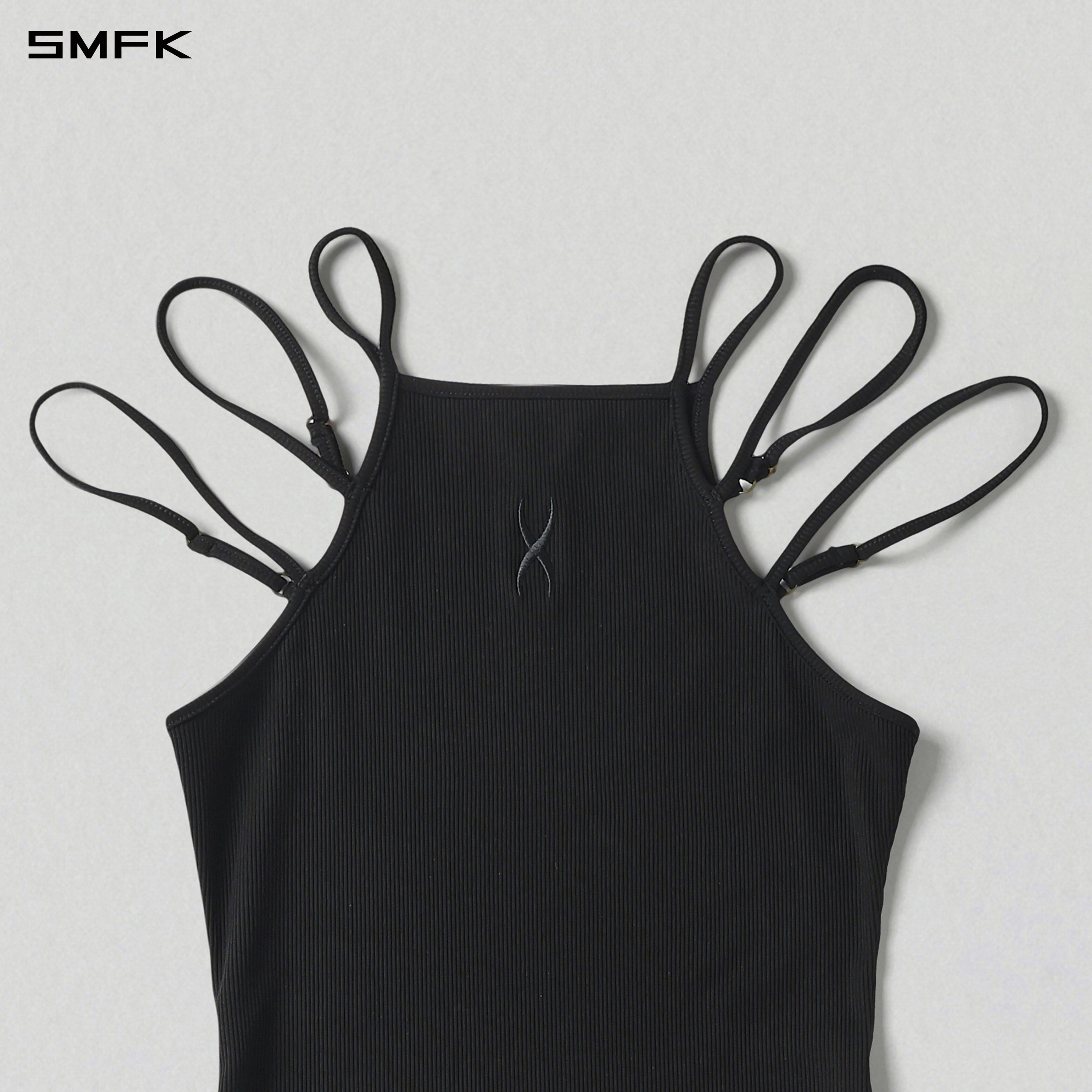 MYTH SIREN SLIM KNITED EVENING DRESS/SILK+COTTON WILD BLACK