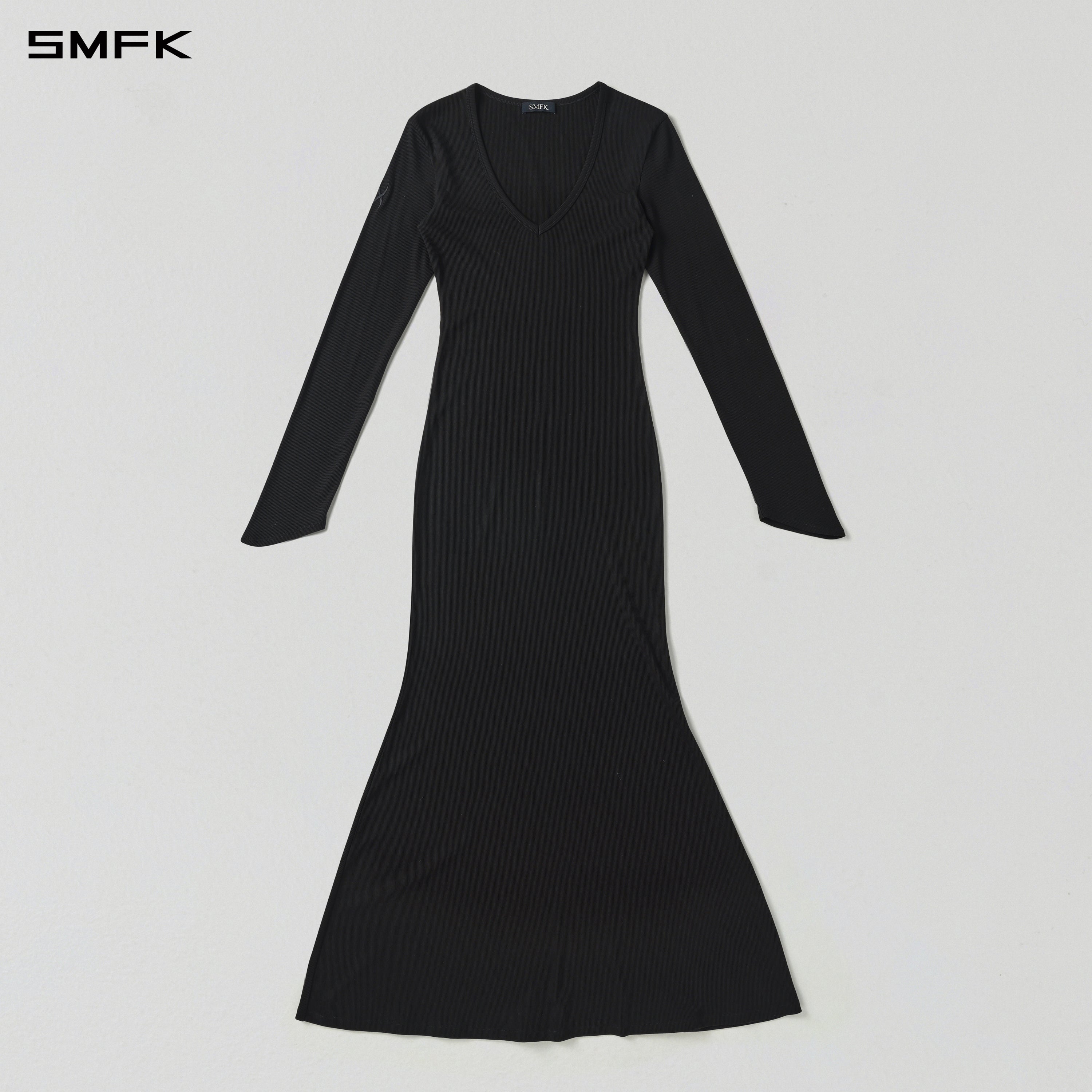 VINTAGE NOMADIC DIVA EVENING LONG DRESS/SILK+COTTON WILD BLACK