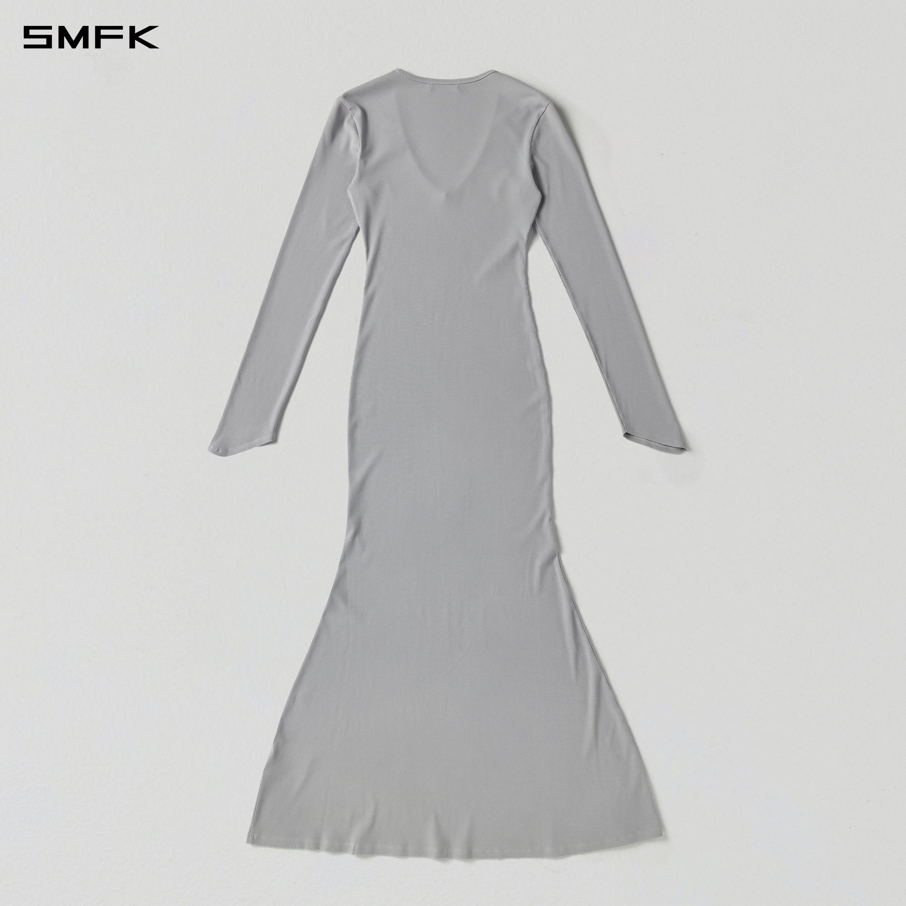 VINTAGE NOMADIC DIVA EVENING LONG DRESS/SILK+COTTON GLACIER GREY