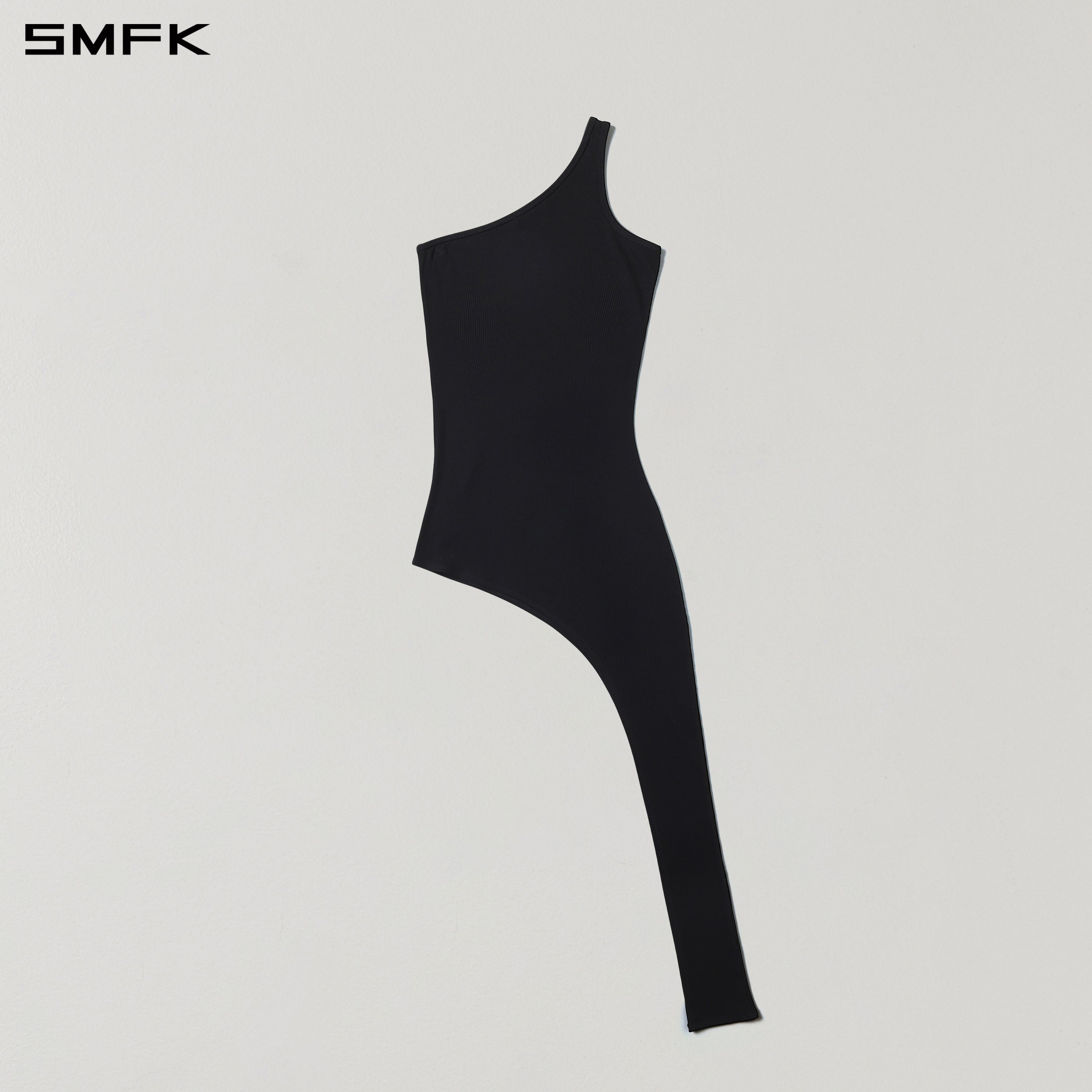 VINTAGE NOMADIC SILK ASYMMETRY TANK DRESS/SILK+COTTON WILD BLACK