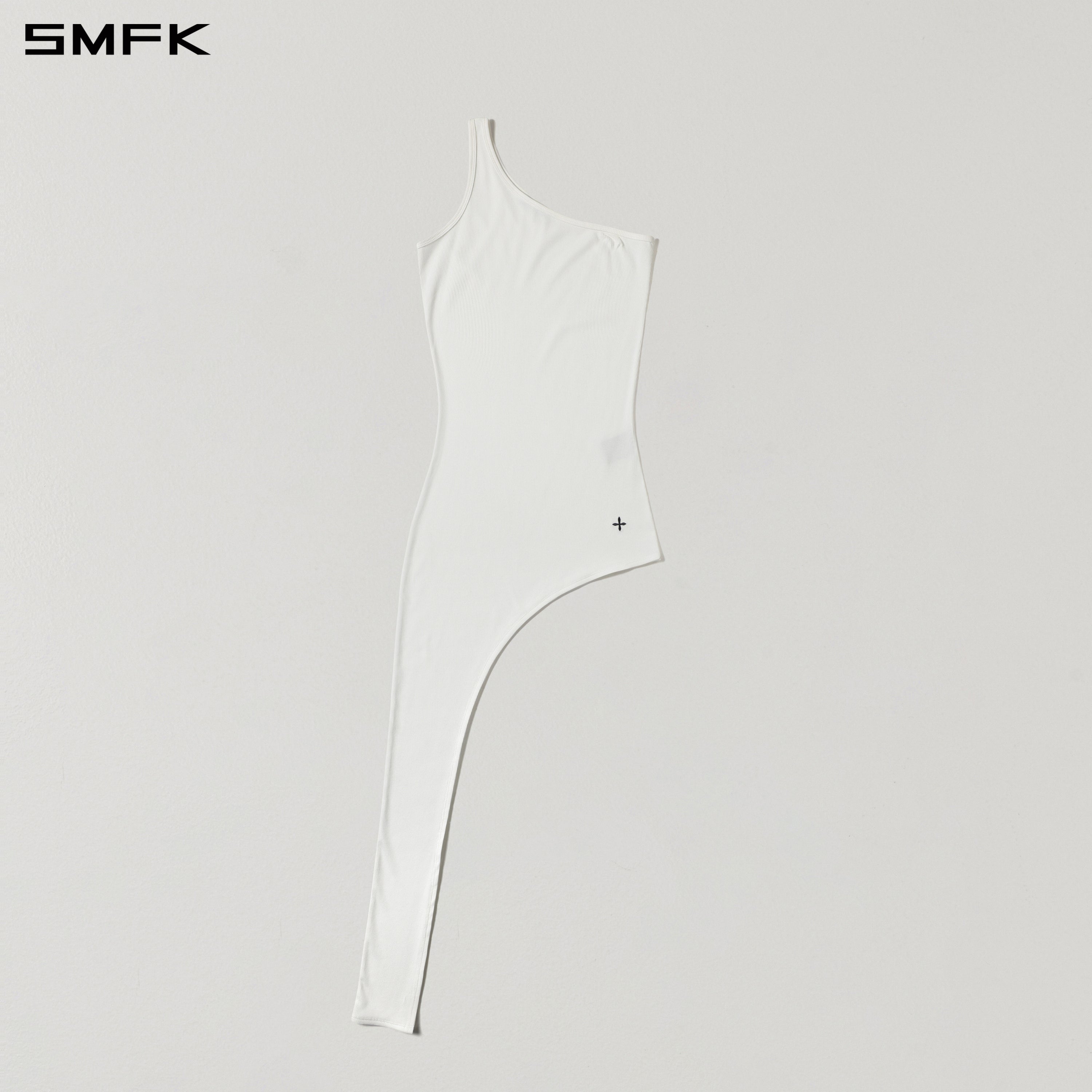 VINTAGE NOMADIC SILK ASYMMETRY TANK DRESS/SILK+COTTON CLOUD WHITE