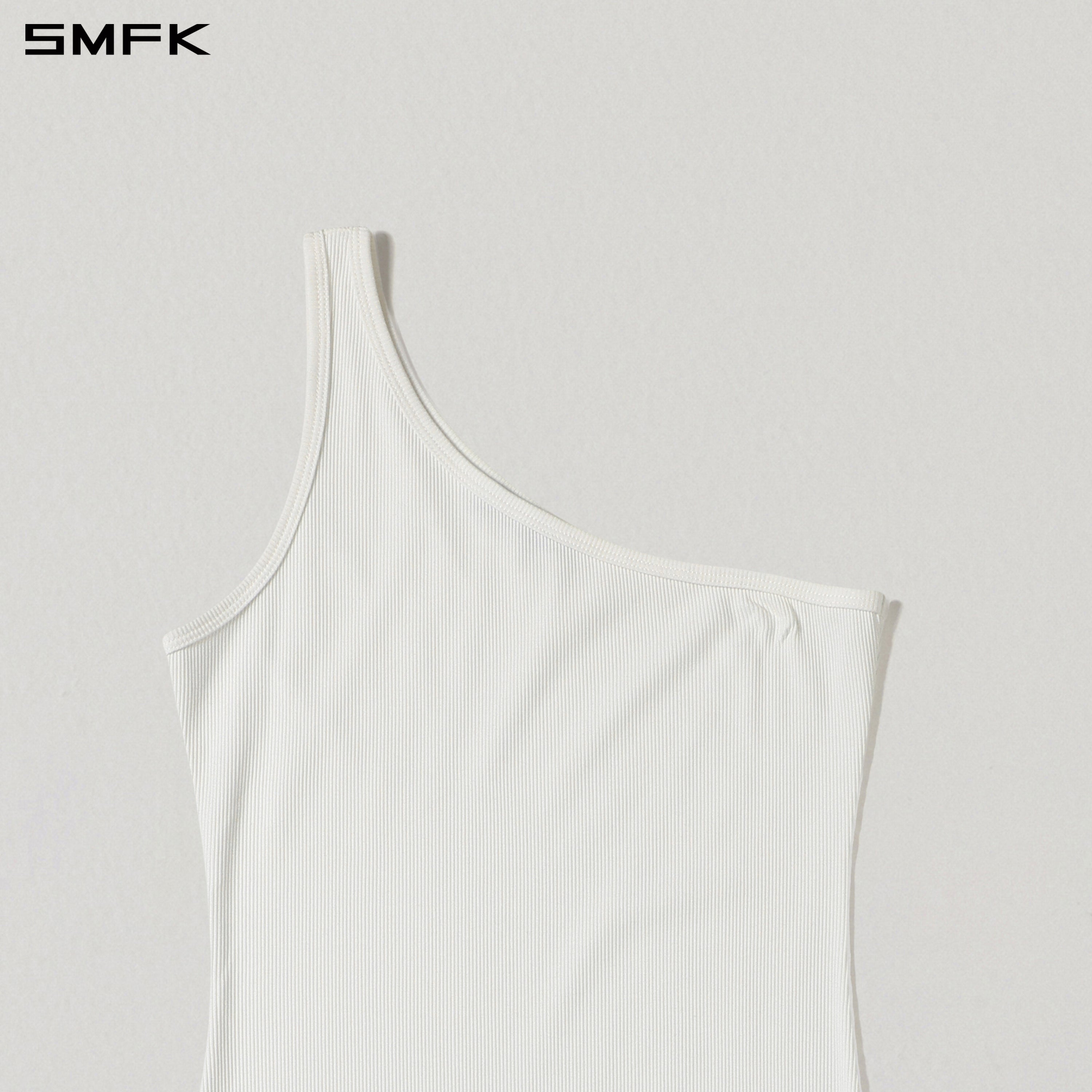 VINTAGE NOMADIC SILK ASYMMETRY TANK DRESS/SILK+COTTON CLOUD WHITE