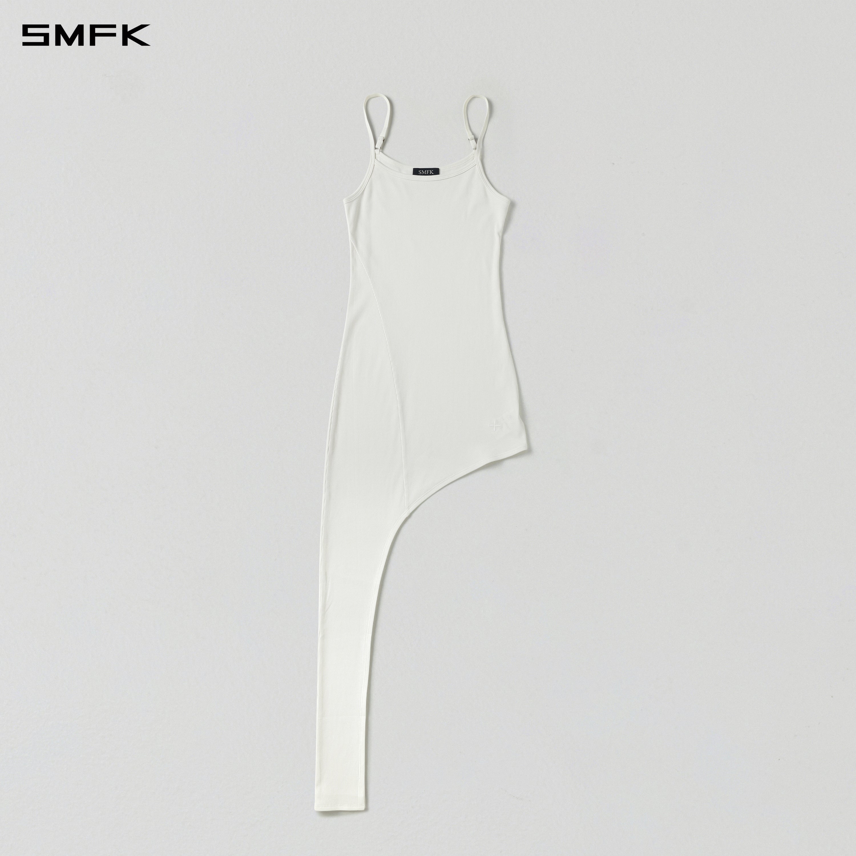 VINTAGE NOMADIC SILK ASYMMETRY CAMISOLE EVENING DRESS/SILK+COTTON CLOUD WHITE