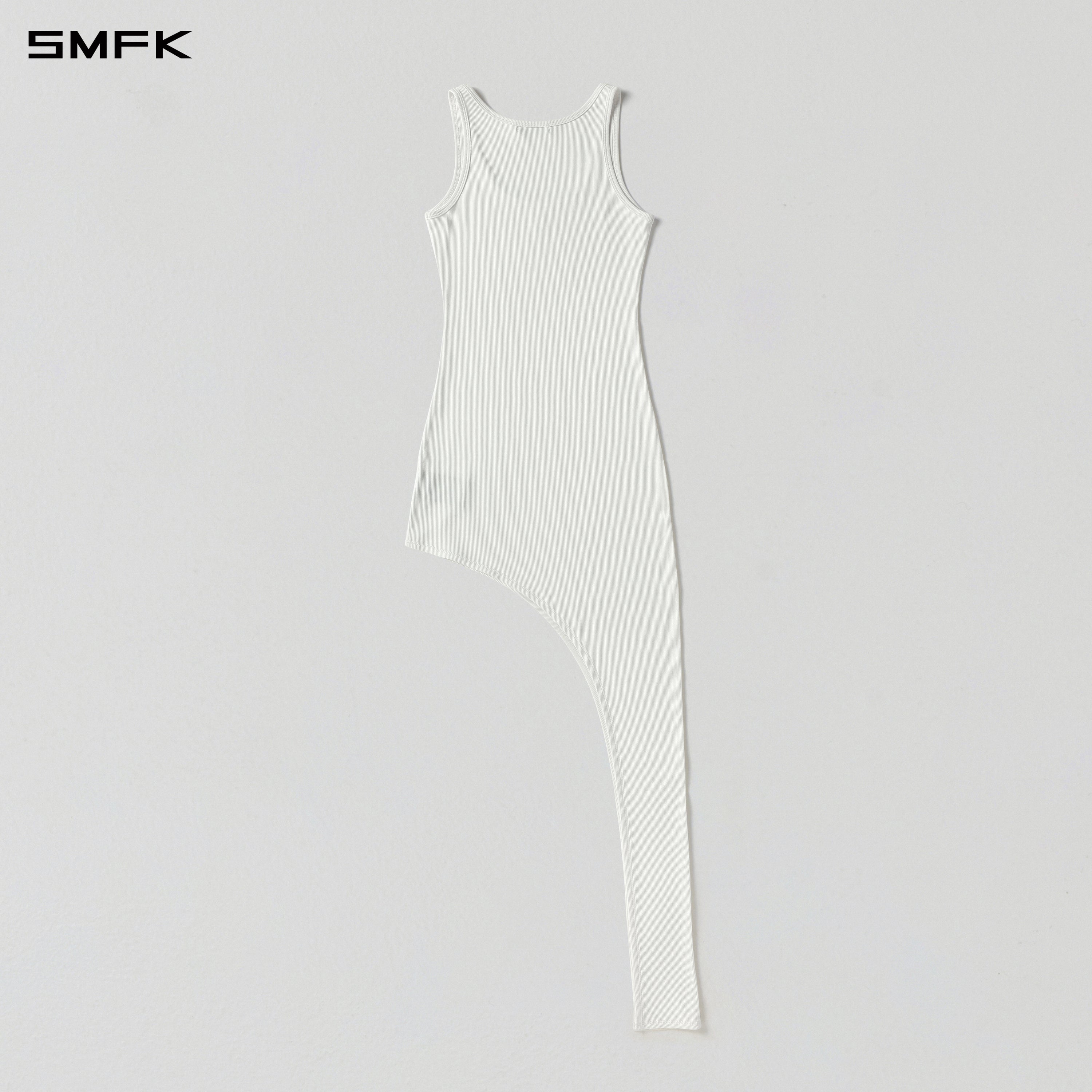 VINTAGE NOMADIC SILK ASYMMETRY EVENING VEST DRESS/SILK+COTTON CLOUD WHITE