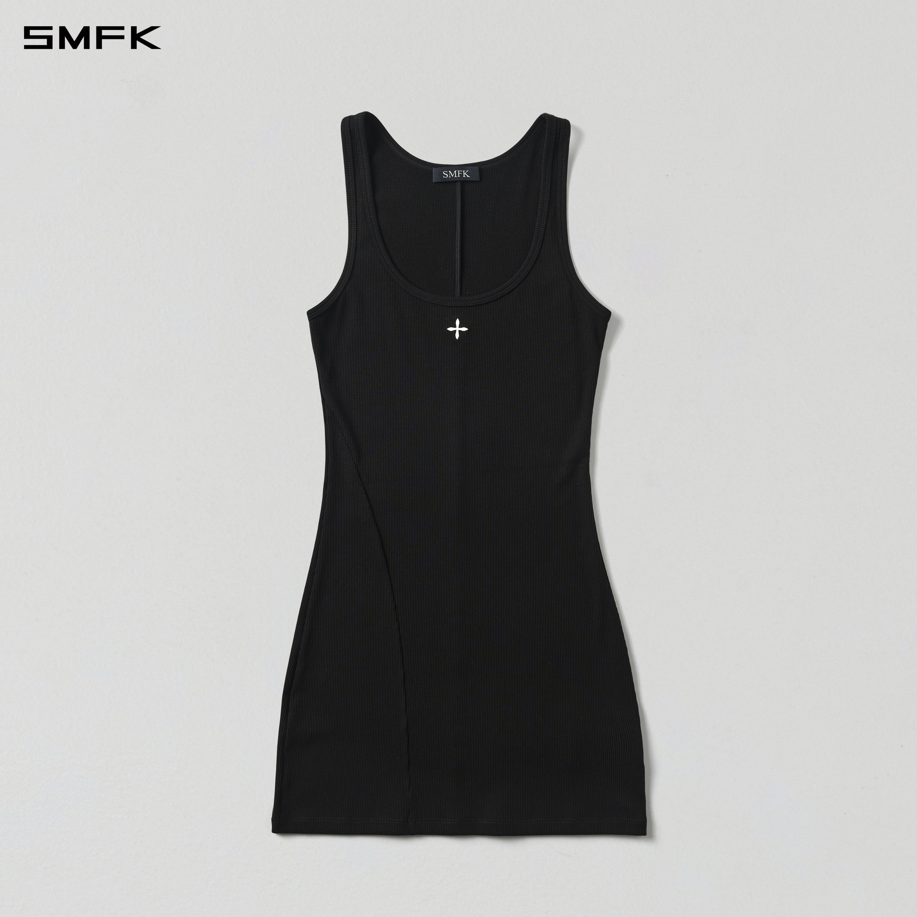 VINTAGE NOMADIC SILK TANK SHORT DRESS/SILK+COTTON WILD BLACK