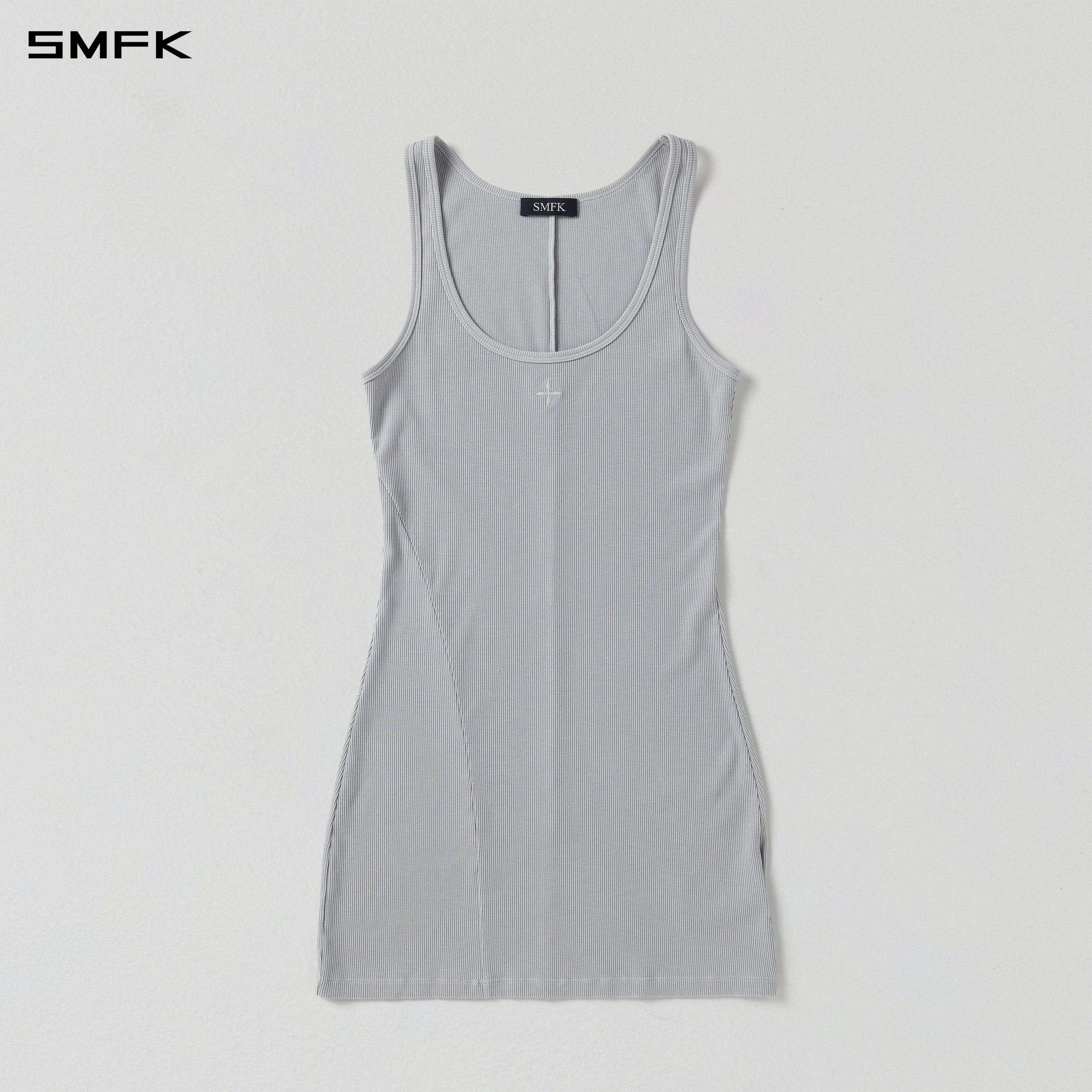 VINTAGE NOMADIC SILK TANK SHORT DRESS/SILK+COTTON GLACIER GREY