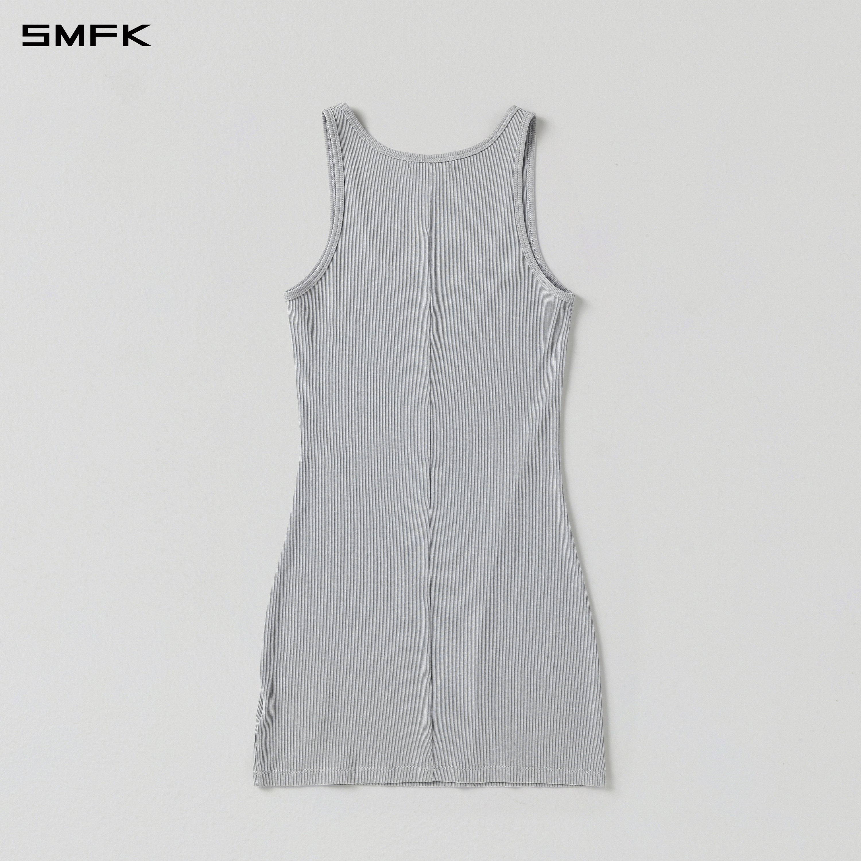 VINTAGE NOMADIC SILK TANK SHORT DRESS/SILK+COTTON GLACIER GREY