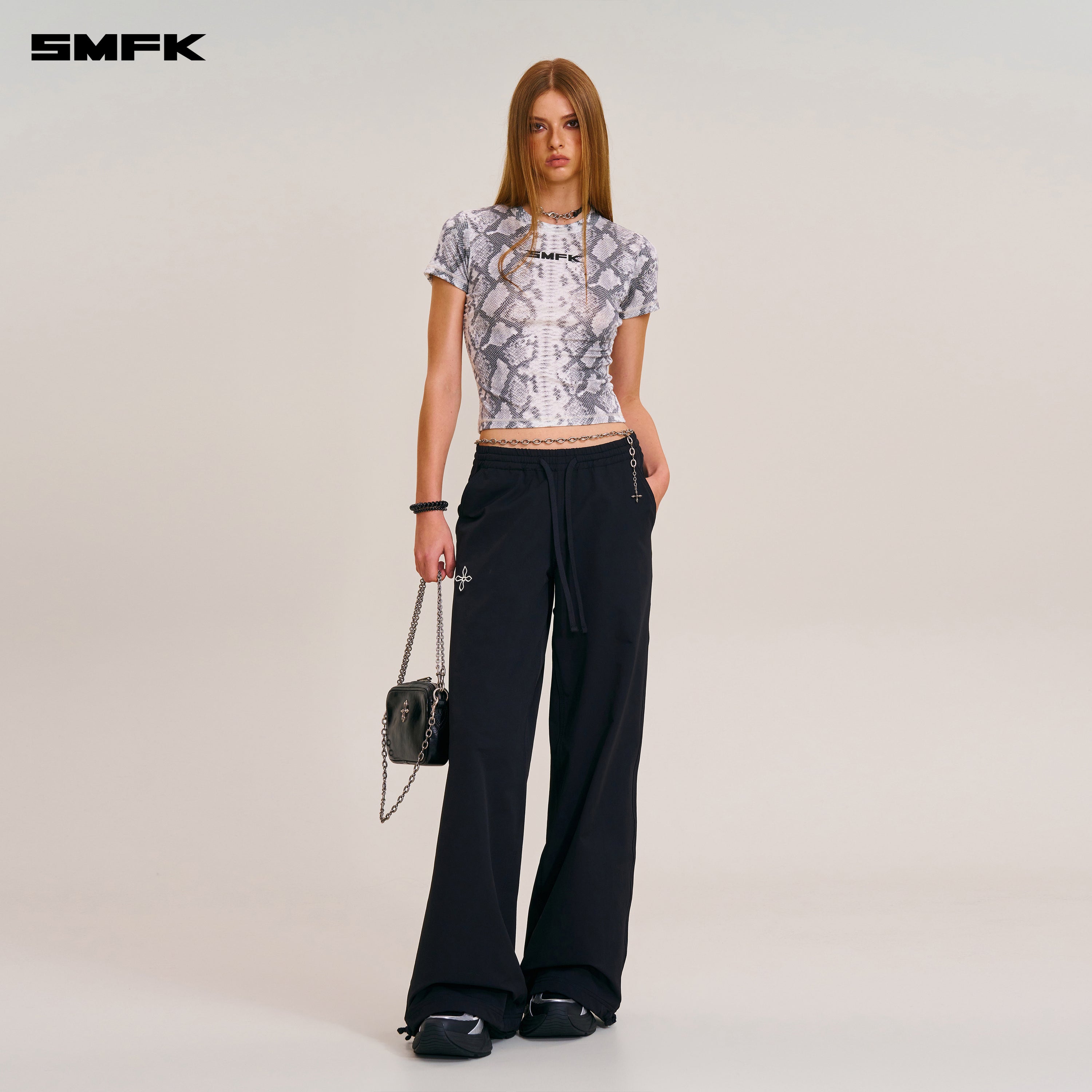 FUTURE X Future 리플 스포츠 슬림 티셔츠 화이트 스네이크 패턴