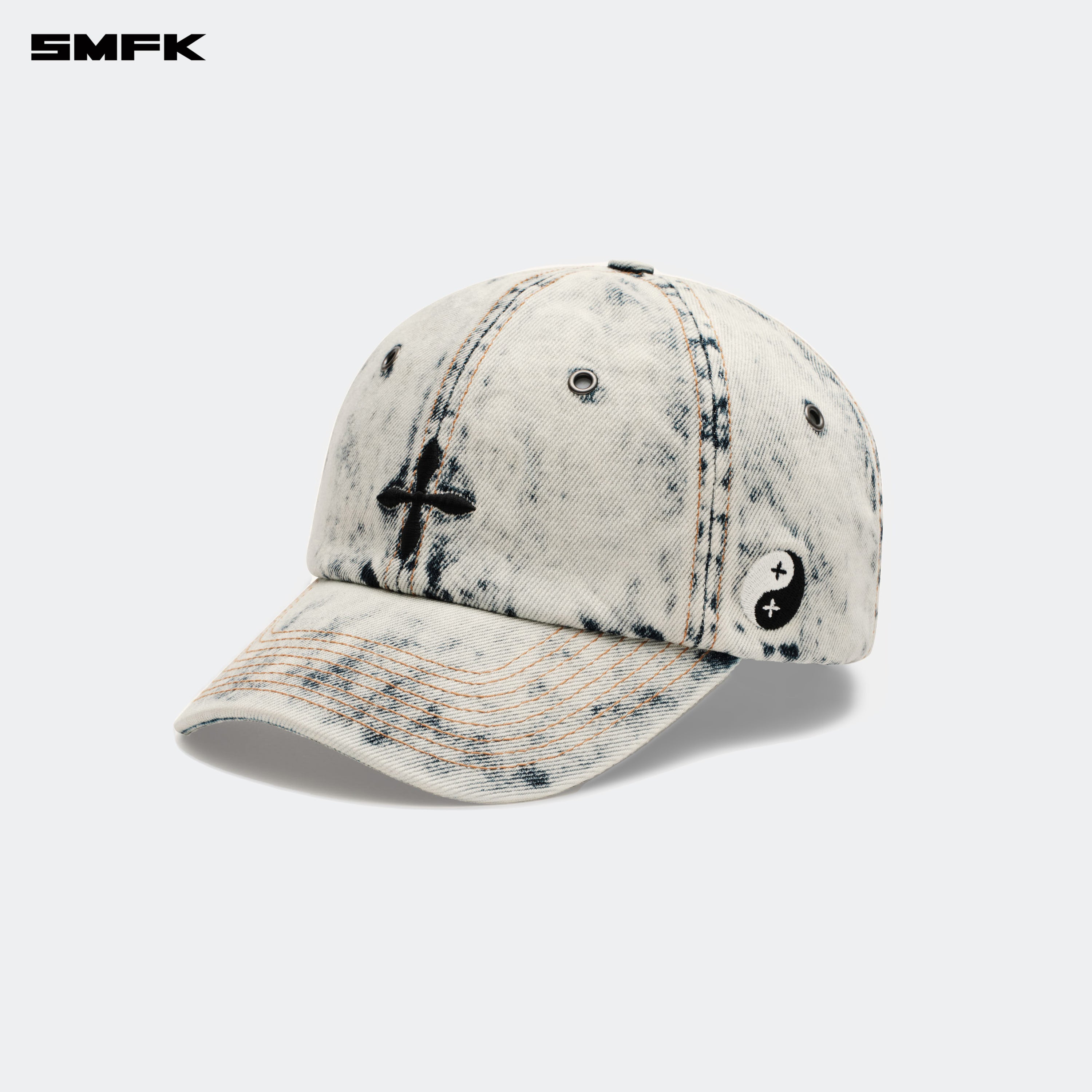 WildWorld Cross Denim Cream Baseball Cap