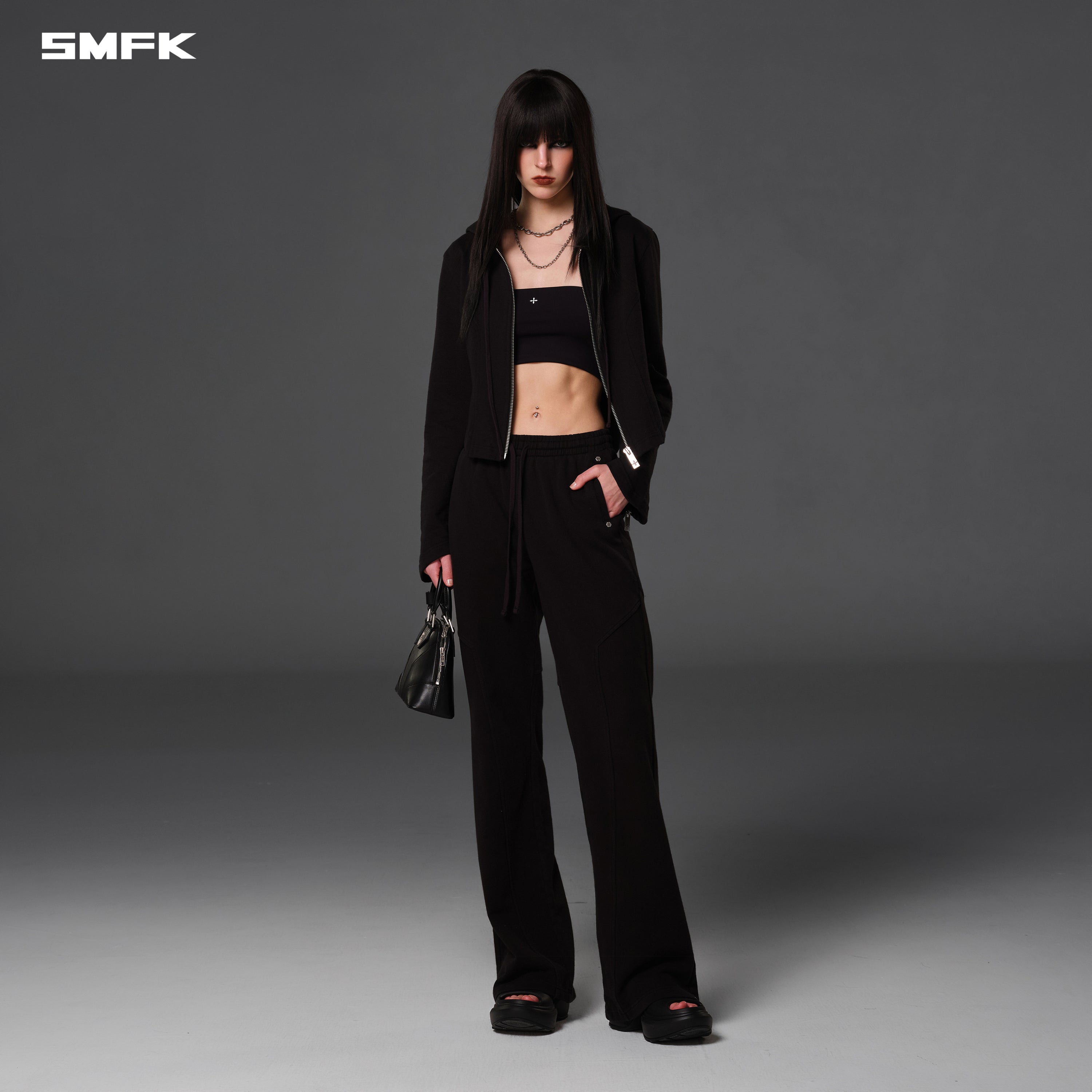 PERMANENT SLIM STRT PANTS/COTTON WOOL WILD BLACK