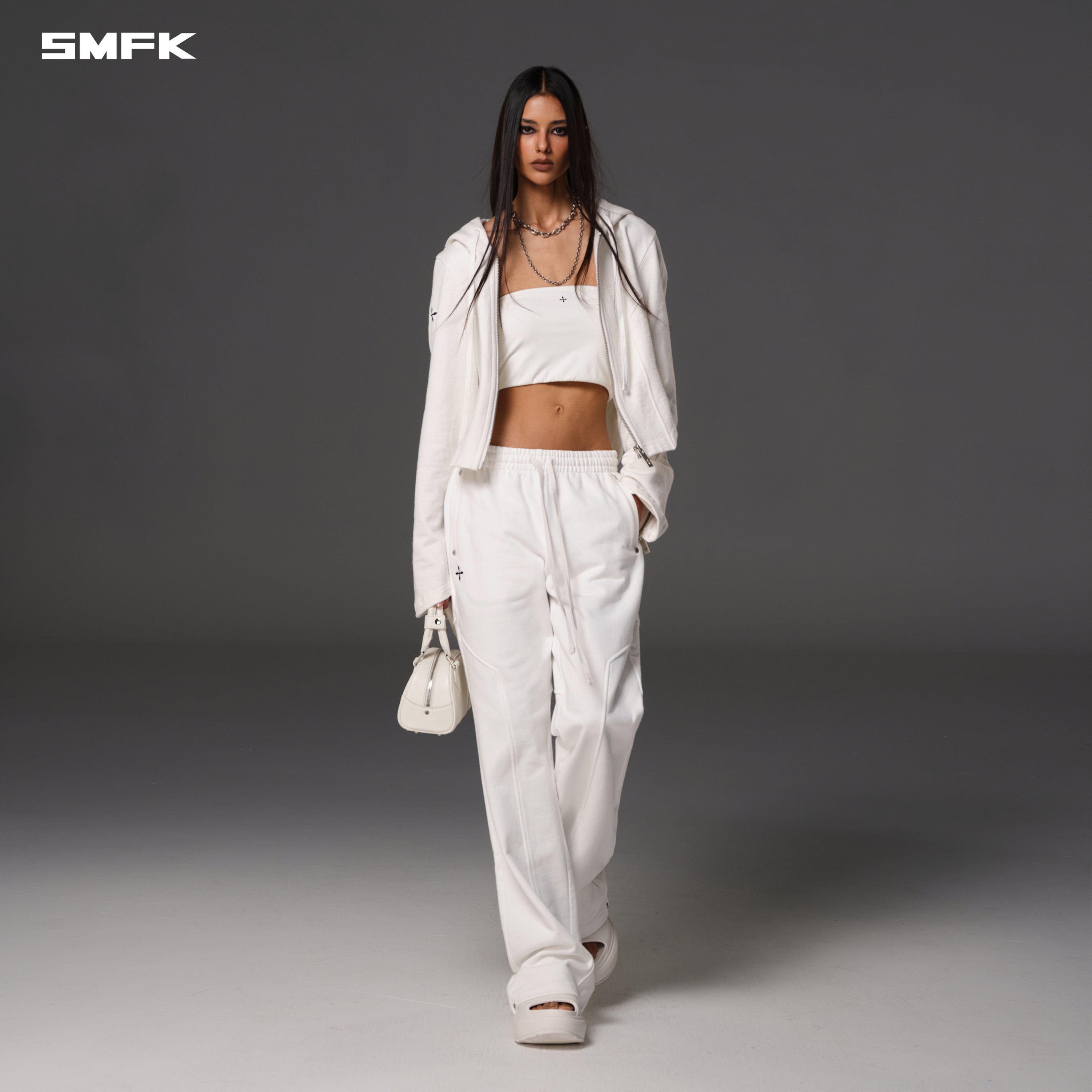PERMANENT SLIM STRT PANTS/COTTON WOOL CLOUD WHITE