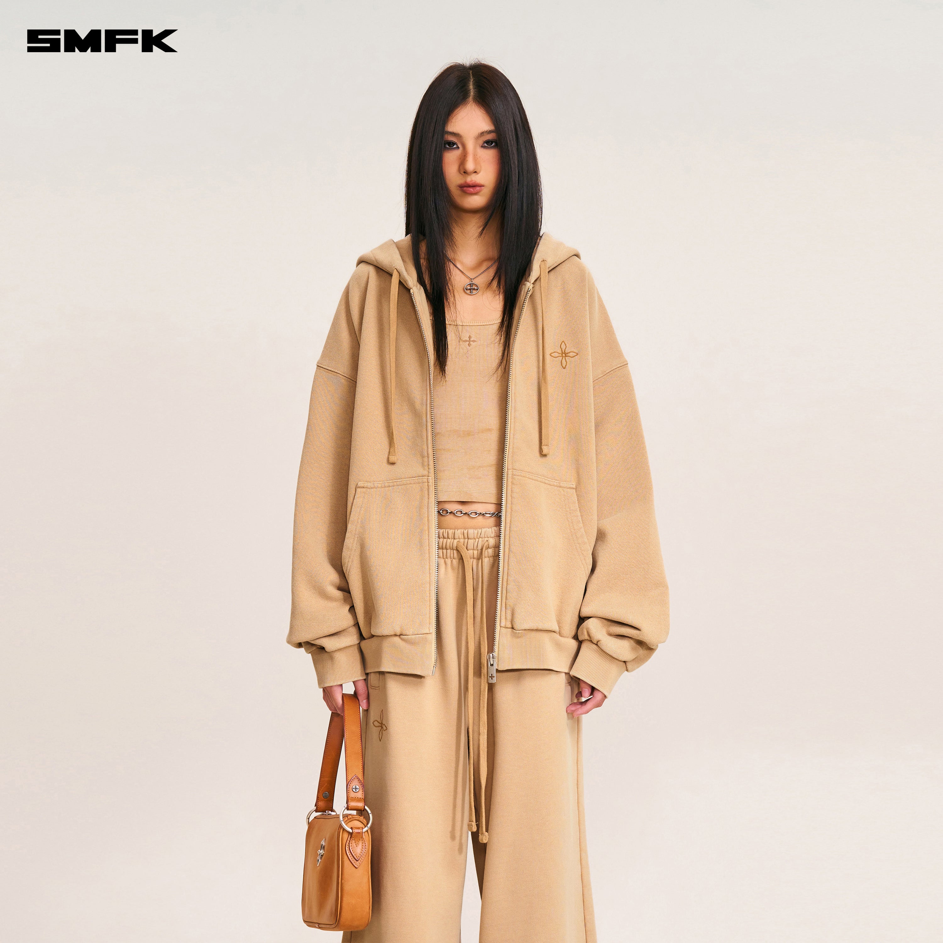 크로스 동상 타워 와이드 레그 스웨트 팬츠 사막