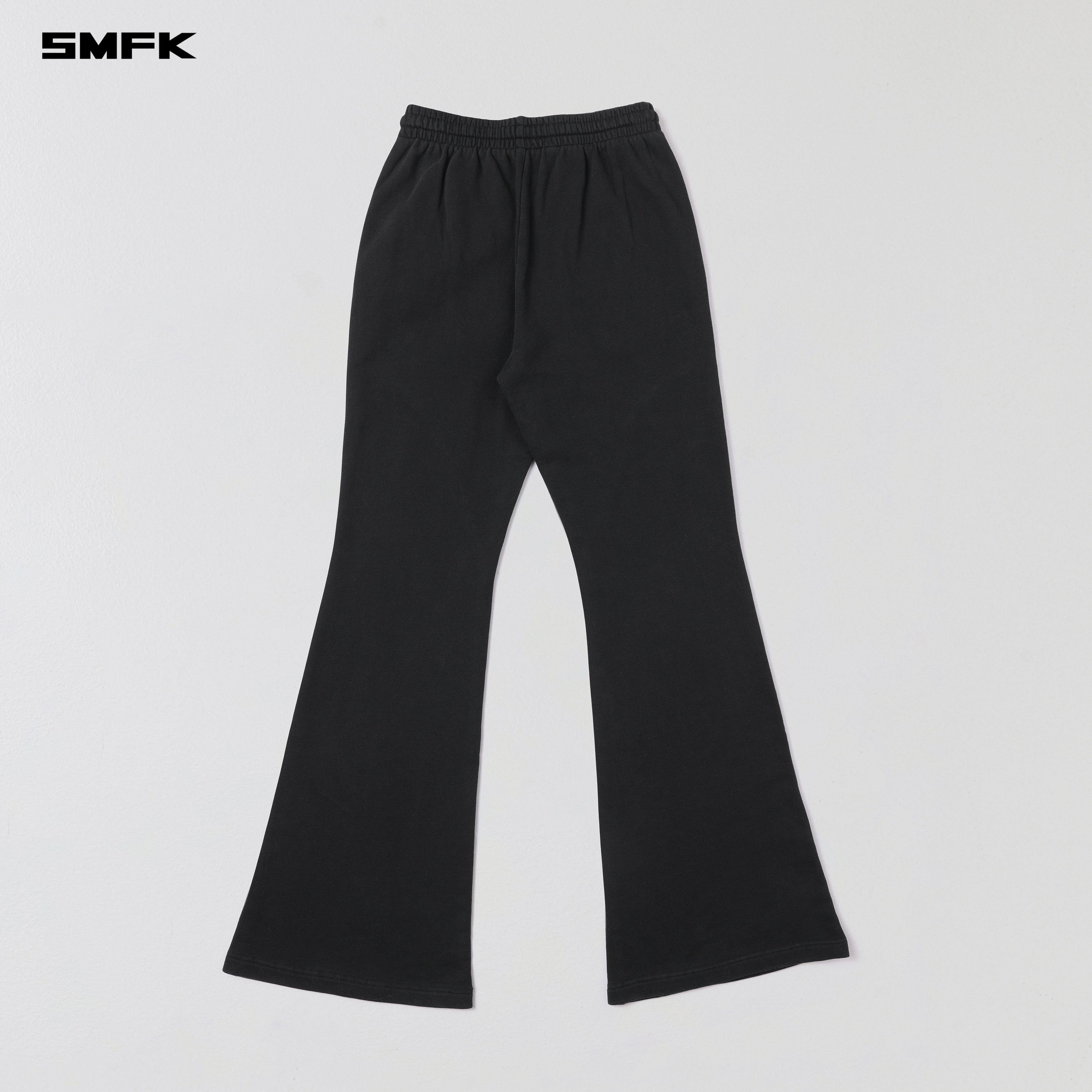 PERMANENT SLIM FLARED PANTS/COTTON WOOL WILD BLACK