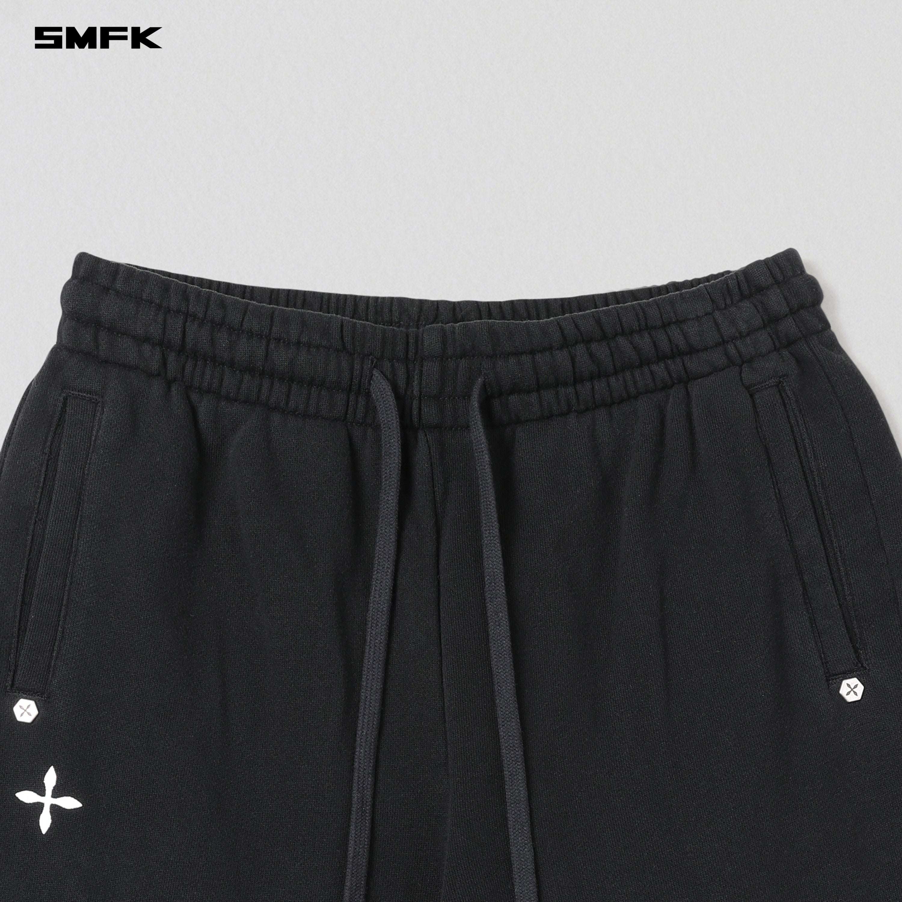 PERMANENT SLIM FLARED PANTS/COTTON WOOL WILD BLACK