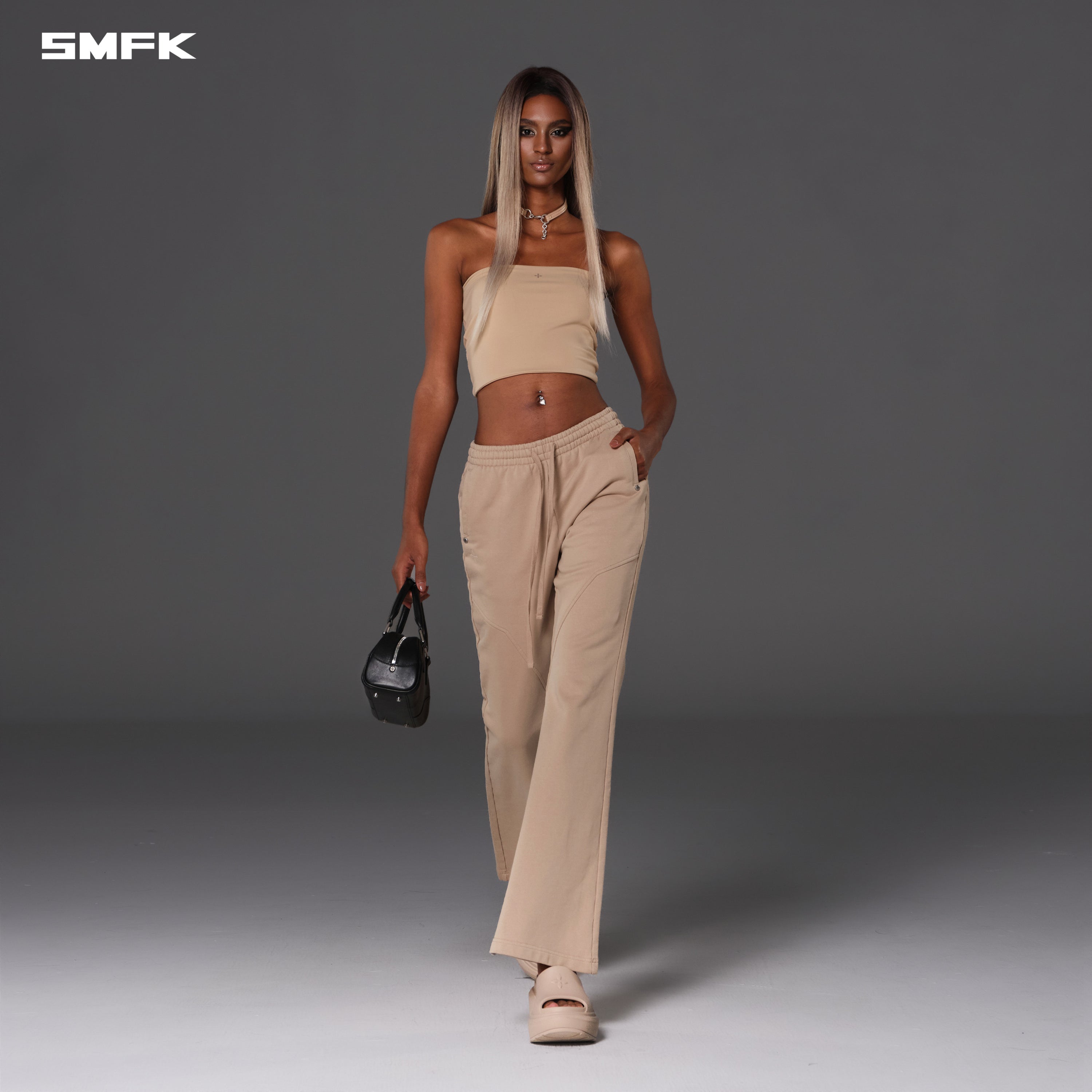 PERMANENT SLIM FLARED PANTS/COTTON WOOL FRESH SKIN