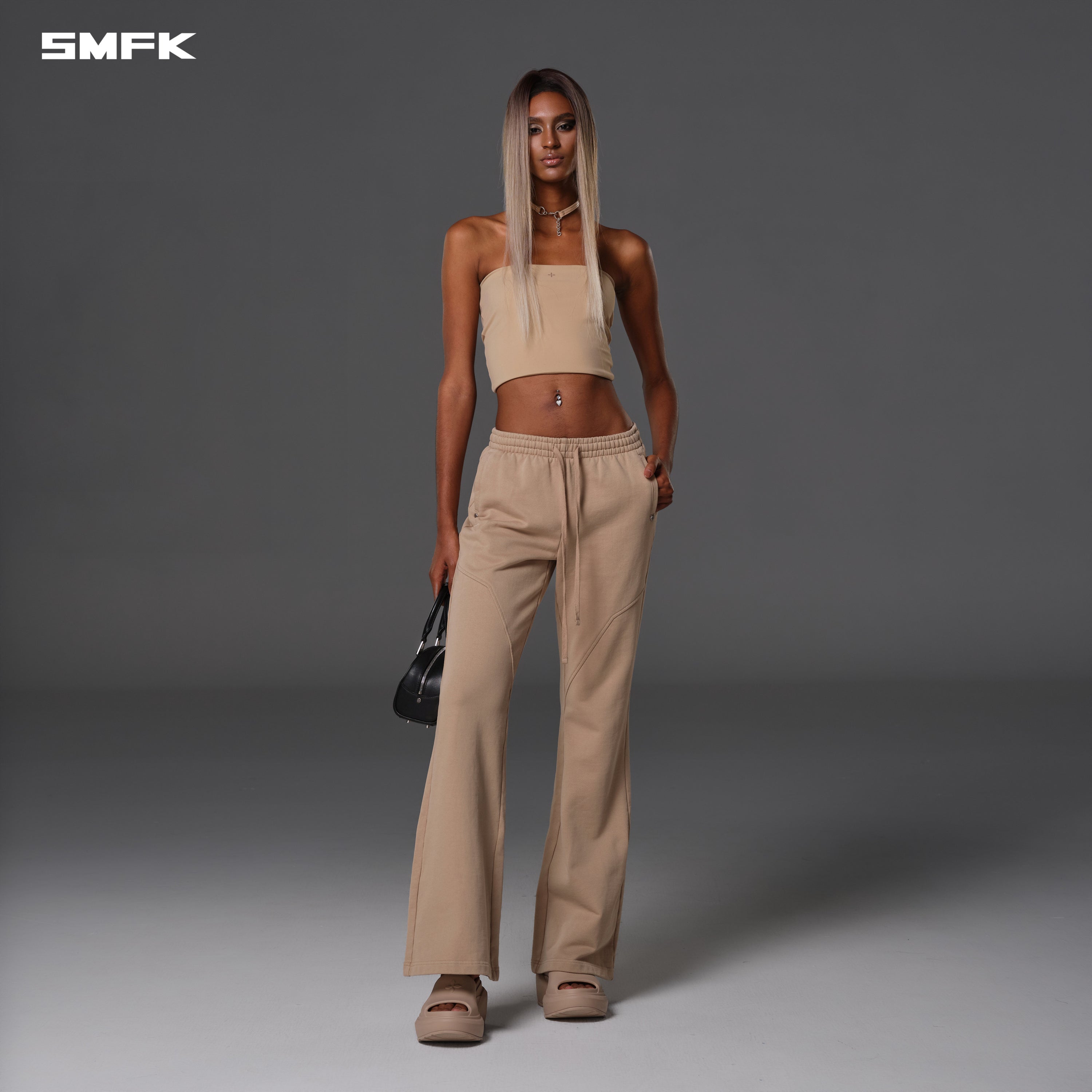 PERMANENT SLIM FLARED PANTS/COTTON WOOL FRESH SKIN