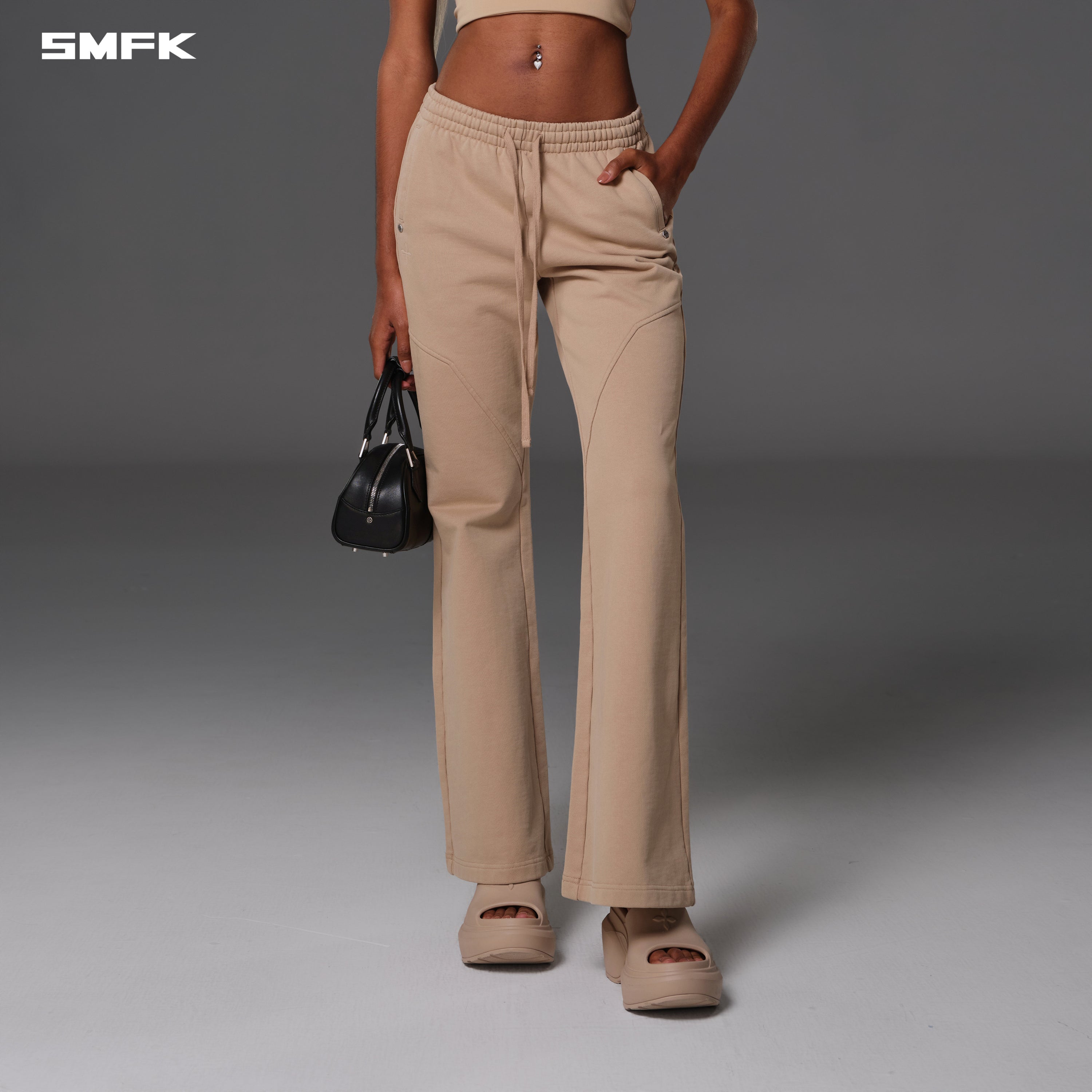 PERMANENT SLIM FLARED PANTS/COTTON WOOL FRESH SKIN
