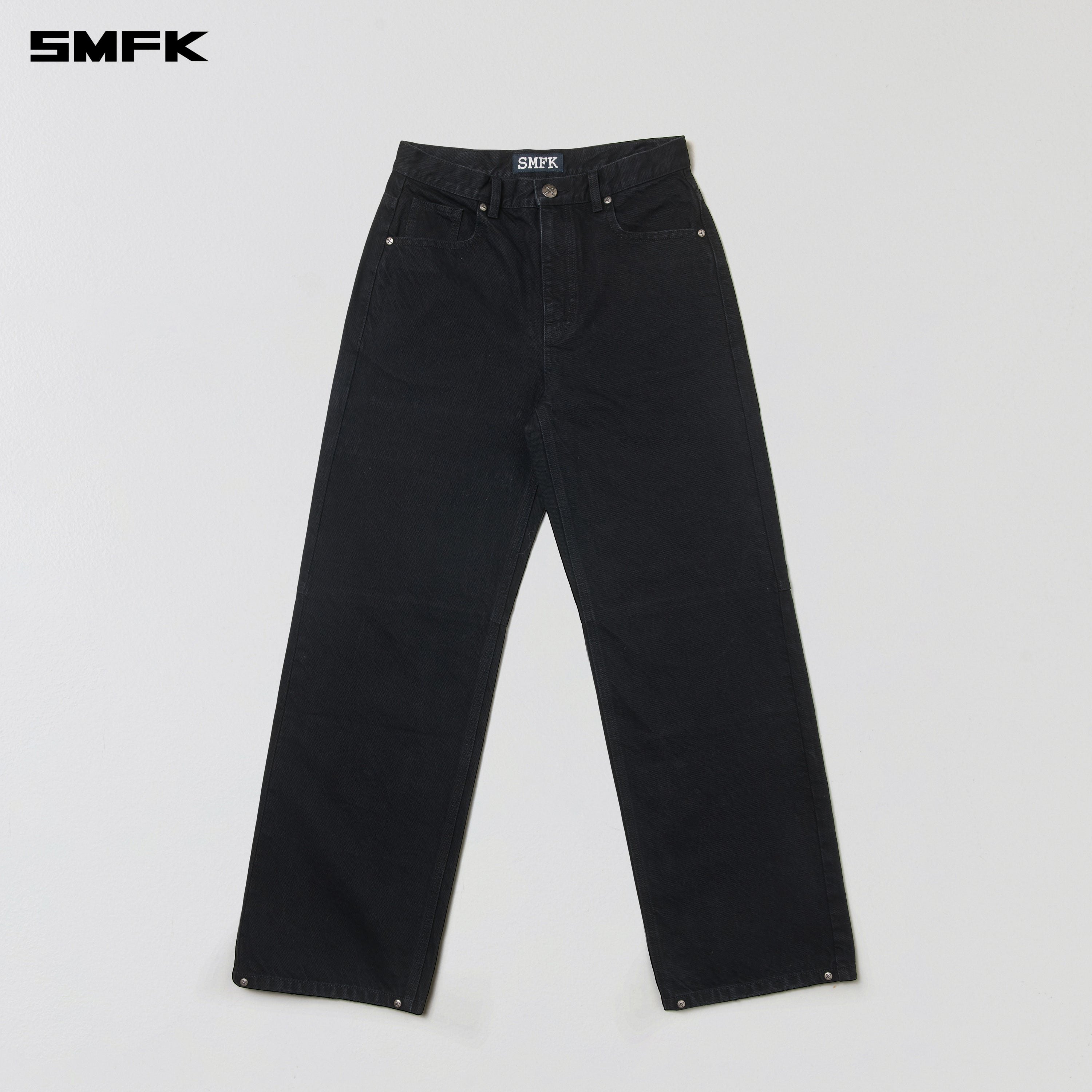 COMPASS MODE LOOSE STRAIGHT DENIM PANTS WILD BLACK