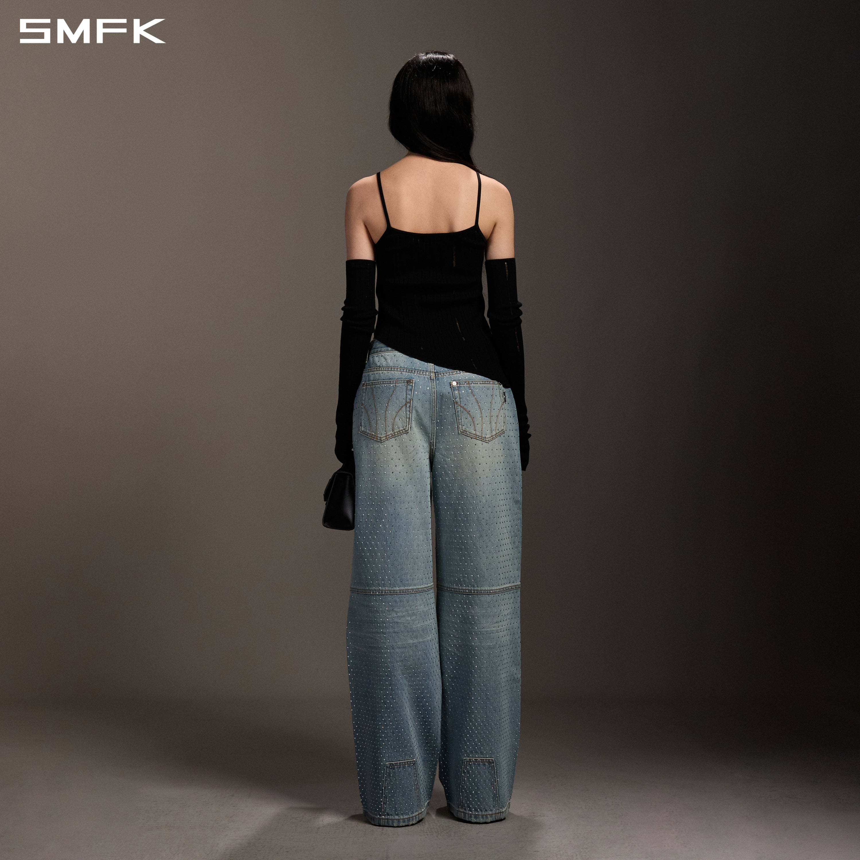 팬텀 스태츄 워터 다이아몬드 스트레이트 레그 진 / 코튼 / 여성용 데님 블루 다이아몬드