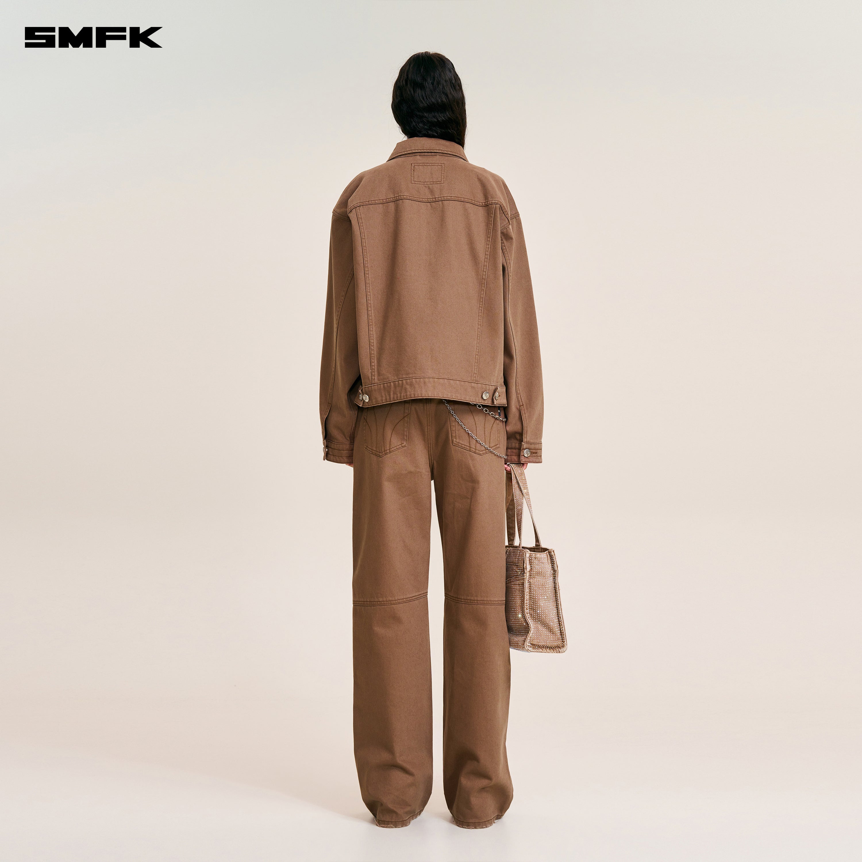 COMPASS MODE LOOSE STRAIGHT DENIM PANTS WILD HORSE BROWN