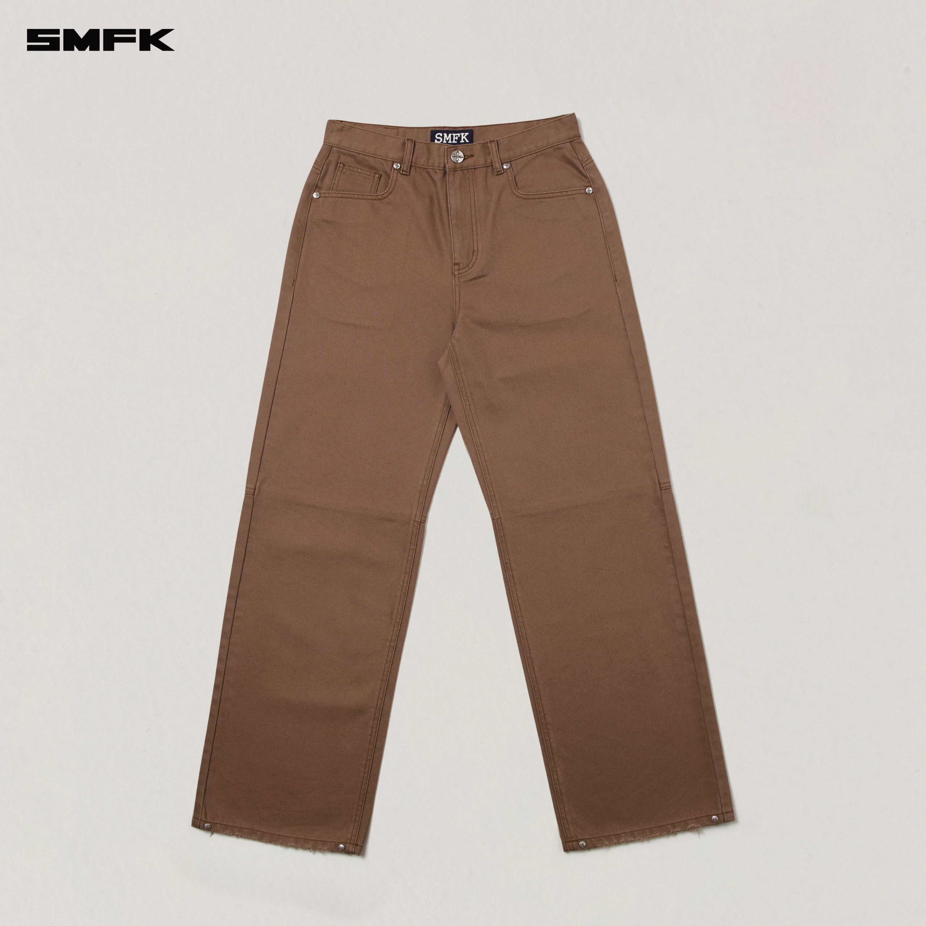 COMPASS MODE LOOSE STRAIGHT DENIM PANTS WILD HORSE BROWN