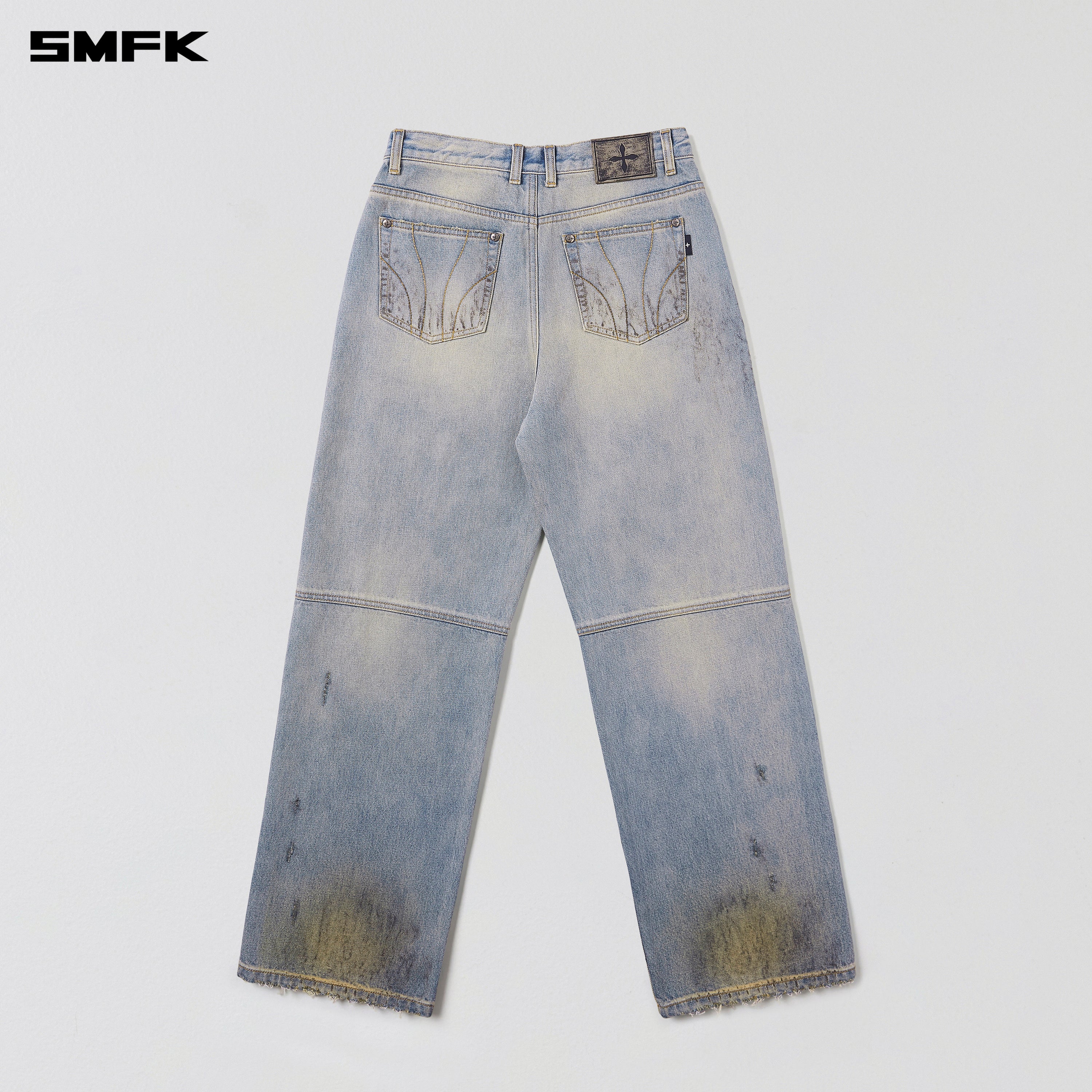 COMPASS MODE WASTELAND LOOSE STRAIGHT DENIM PANTS LAKE BLUE