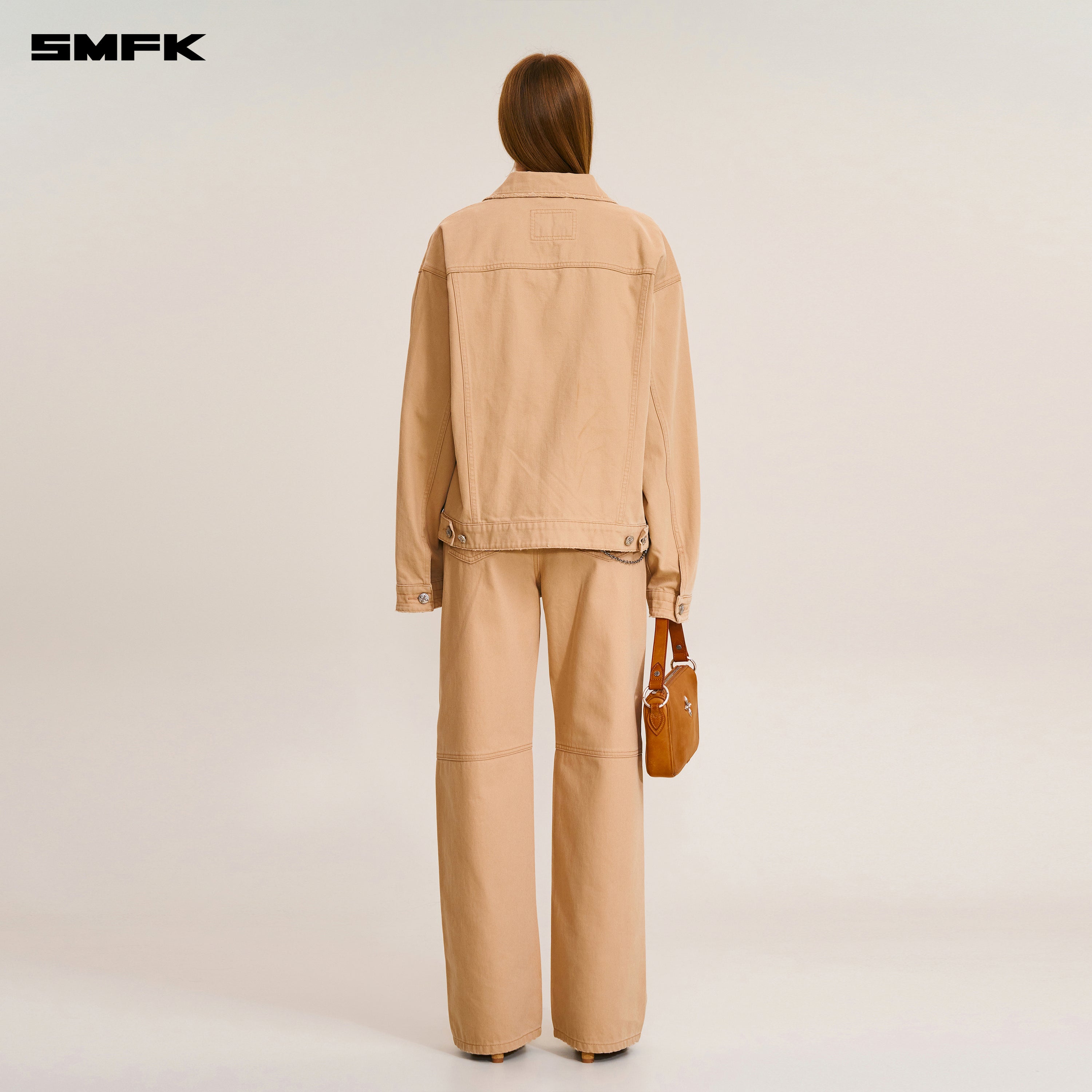 COMPASS MODE LOOSE STRAIGHT DENIM PANTS SAND