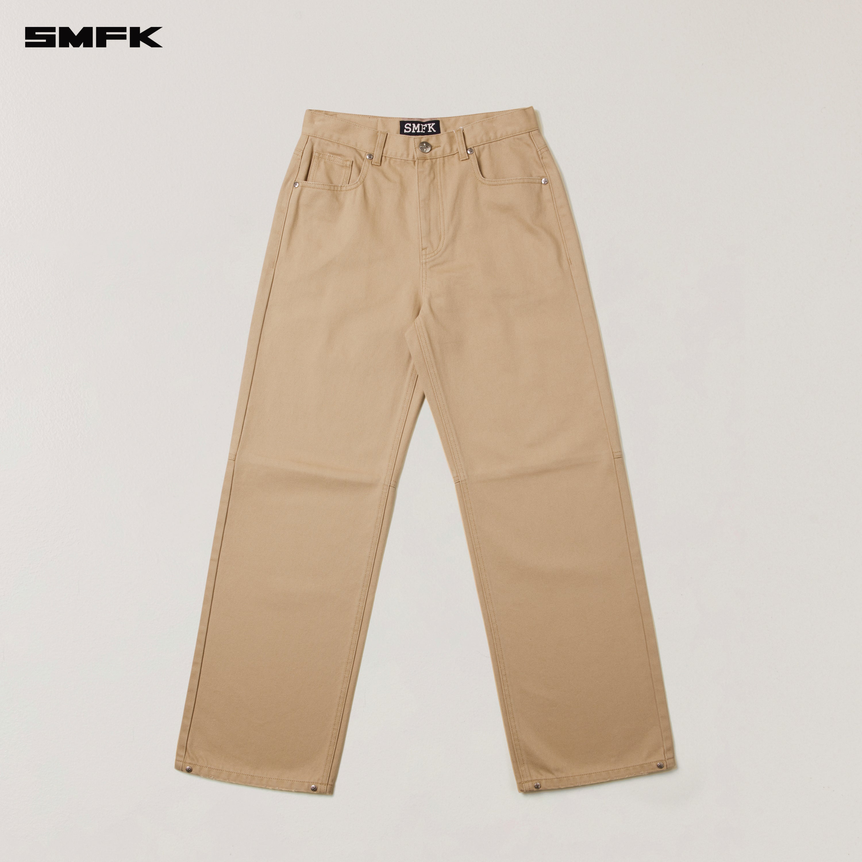 COMPASS MODE LOOSE STRAIGHT DENIM PANTS SAND