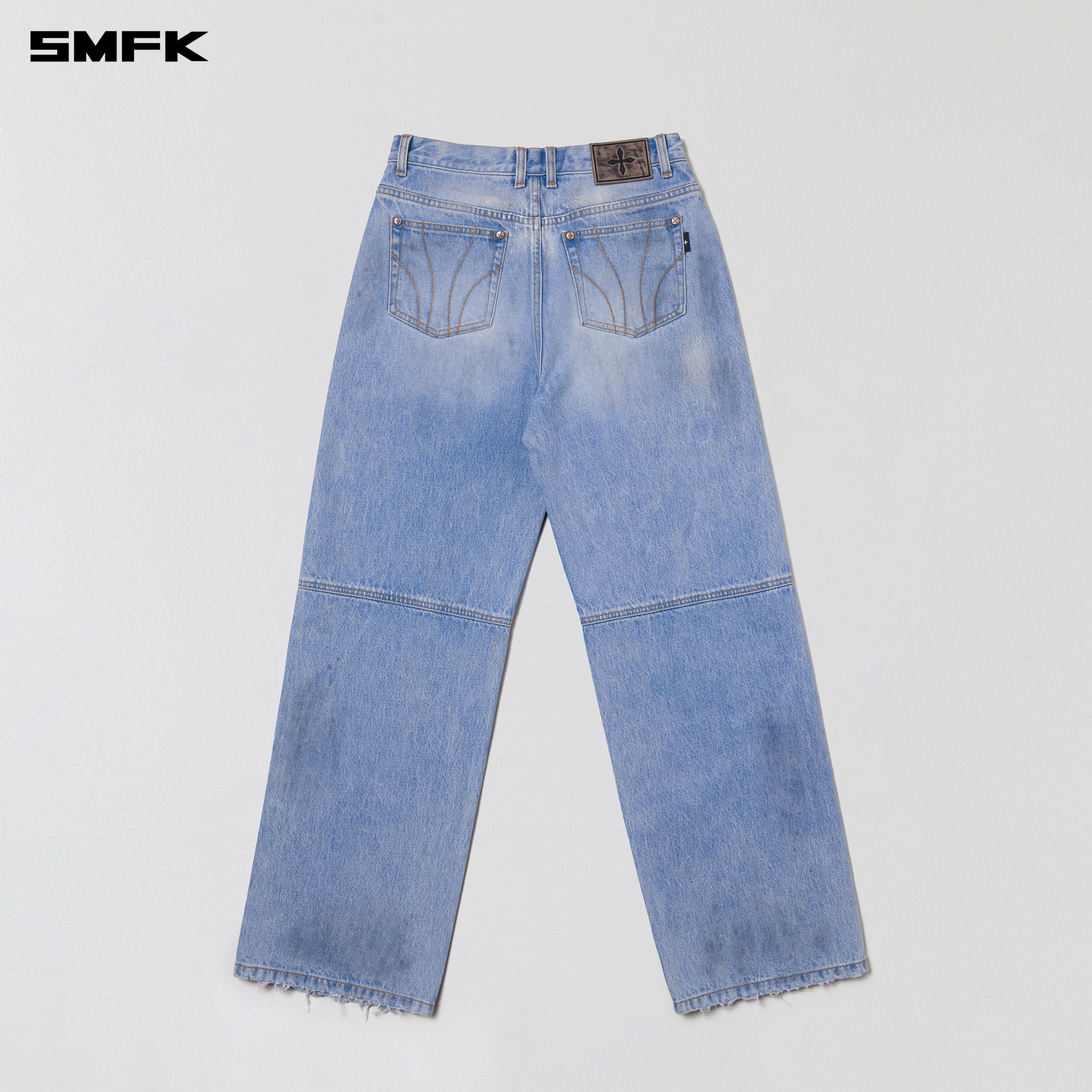 COMPASS MODE LOOSE STRAIGHT DENIM PANTS SKY BLUE