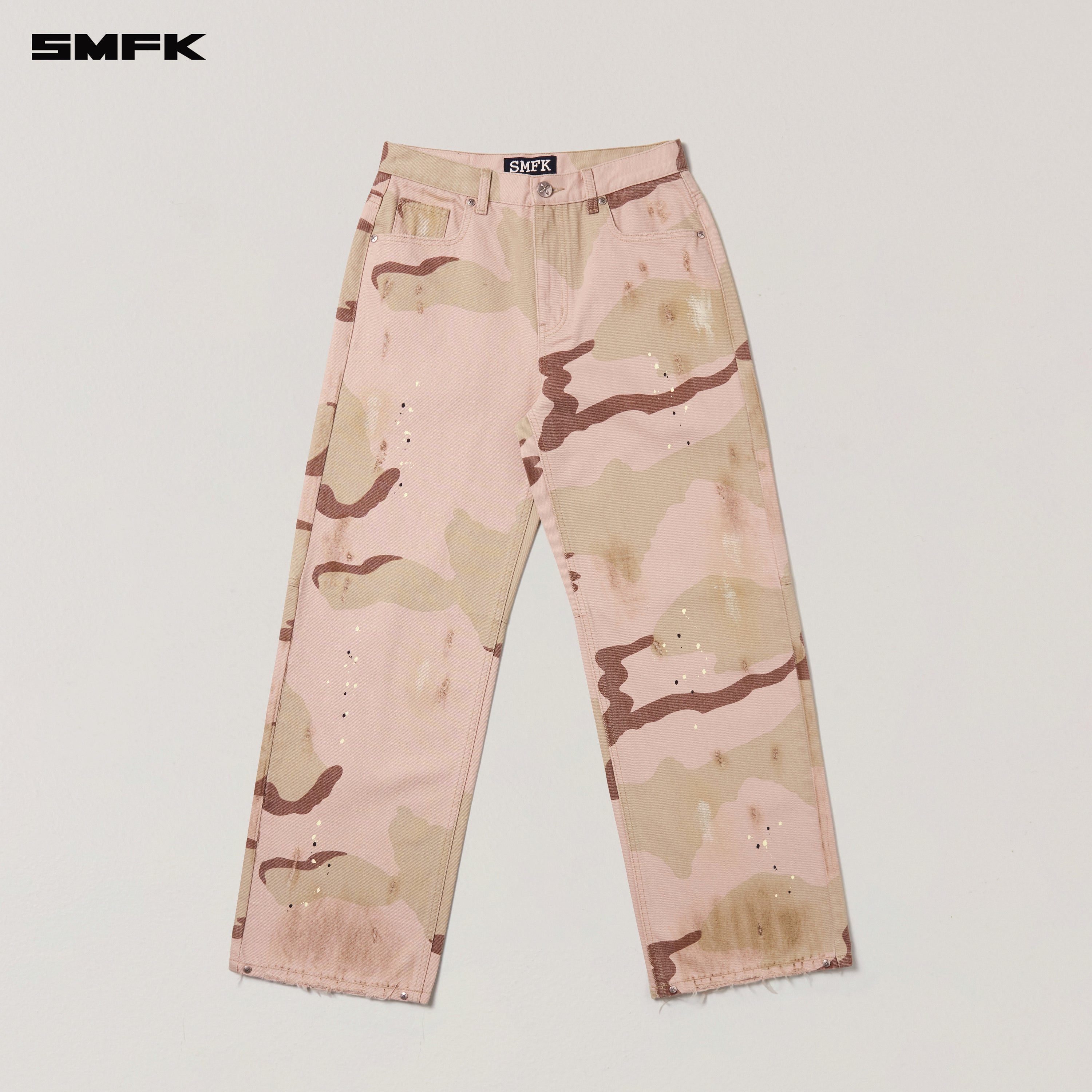 COMPASS MODE WASTELAND LOOSE STRAIGHT DENIM PANTS DESERT CAMOUFLAGE
