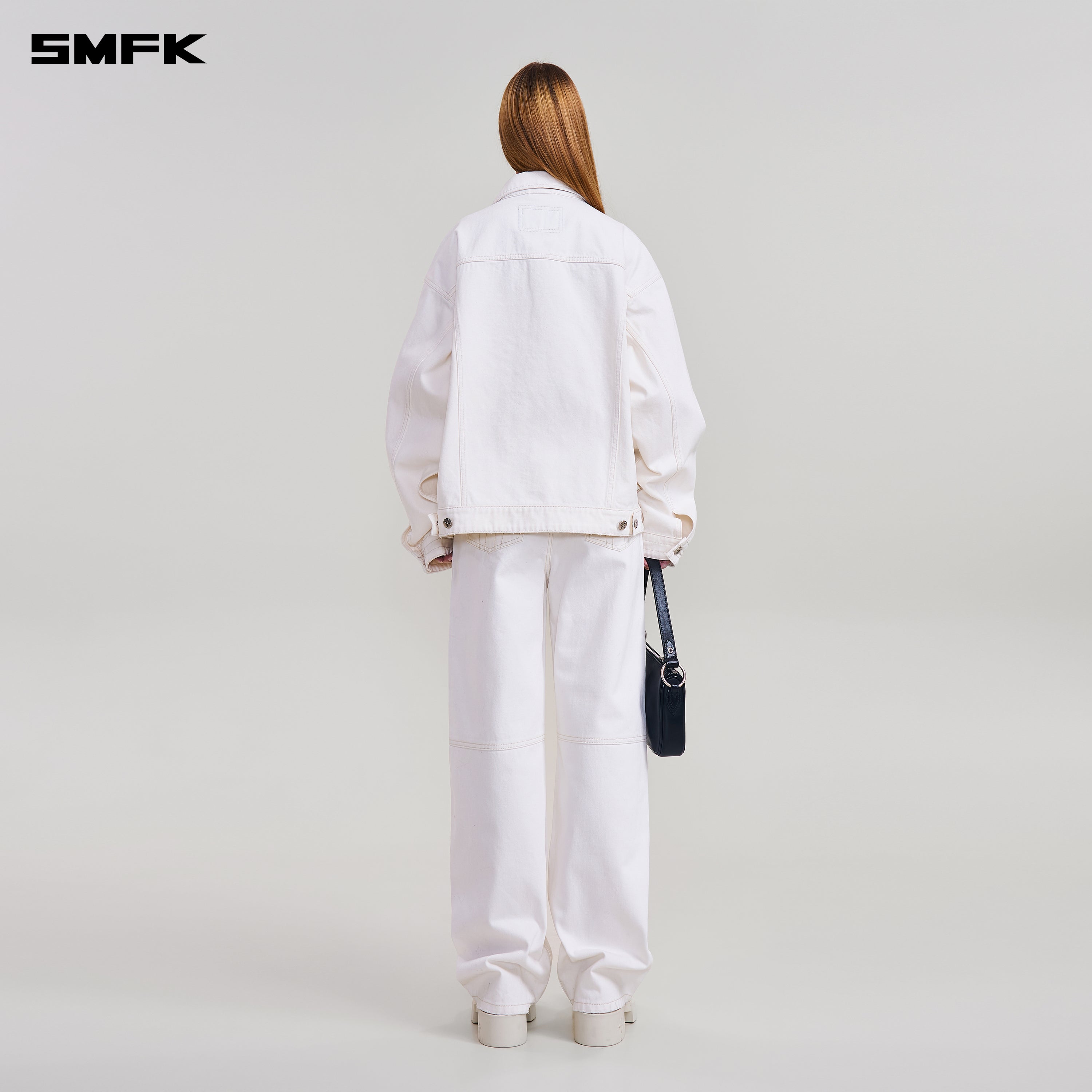 COMPASS MODE LOOSE STRAIGHT DENIM PANTS SNOW MOUNTAIN WHITE