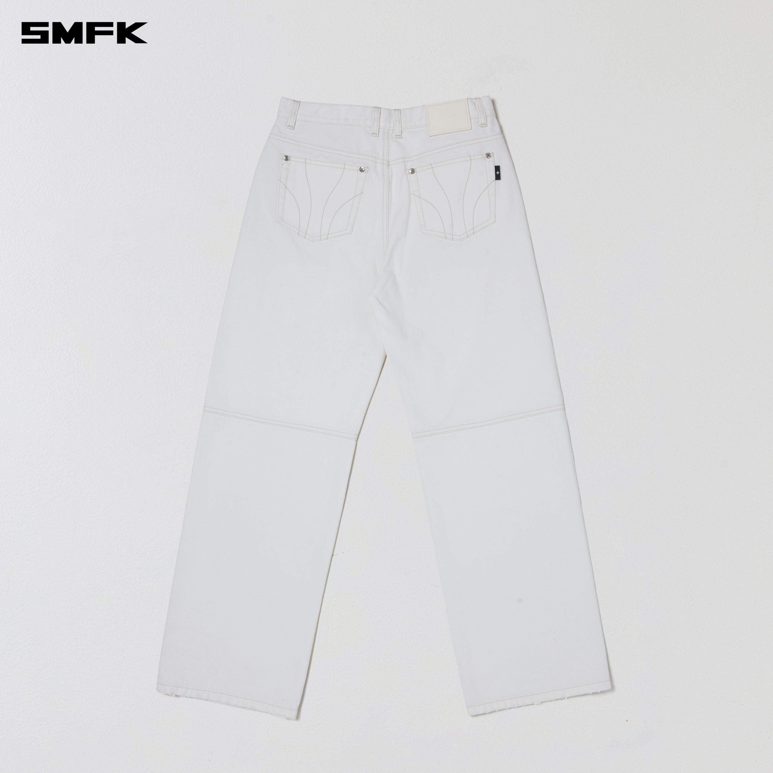 COMPASS MODE LOOSE STRAIGHT DENIM PANTS SNOW MOUNTAIN WHITE